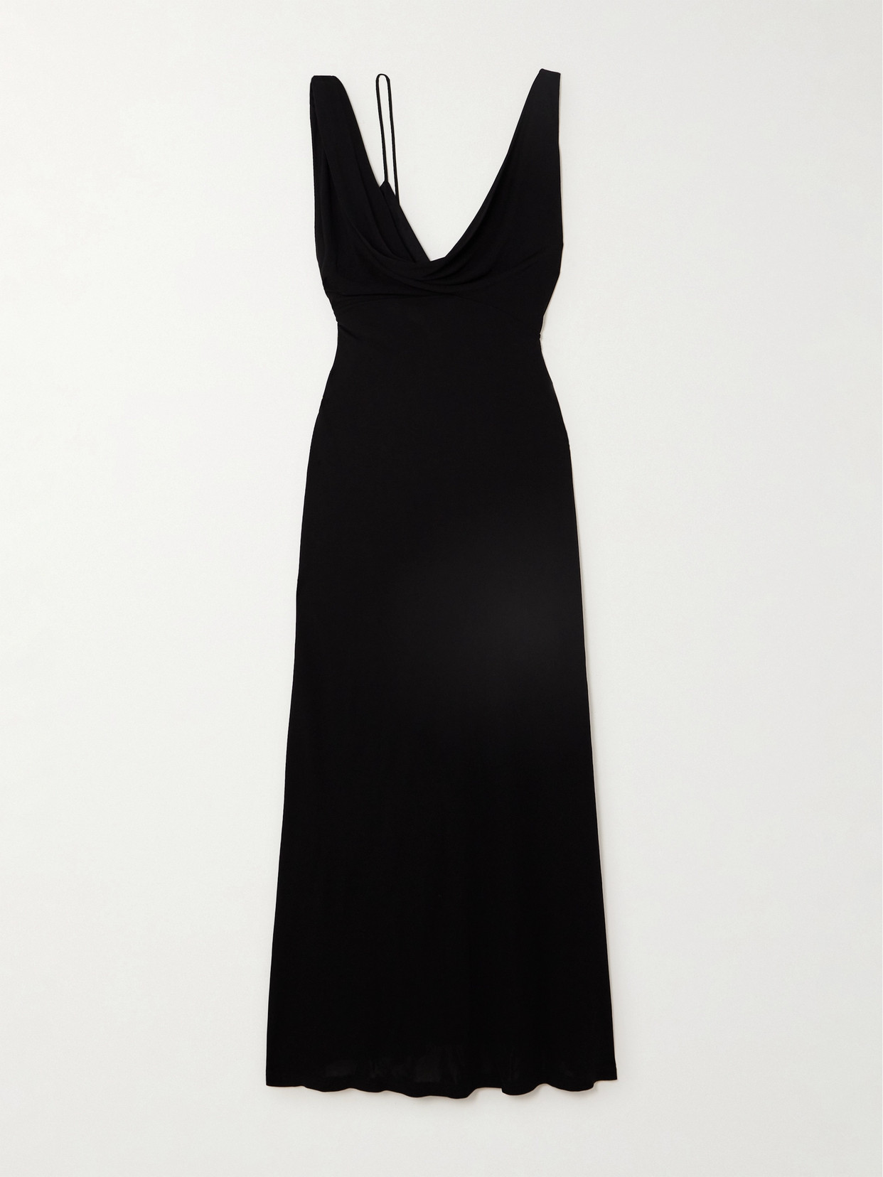Totême Twisted Draped Satin Maxi Dress In Black