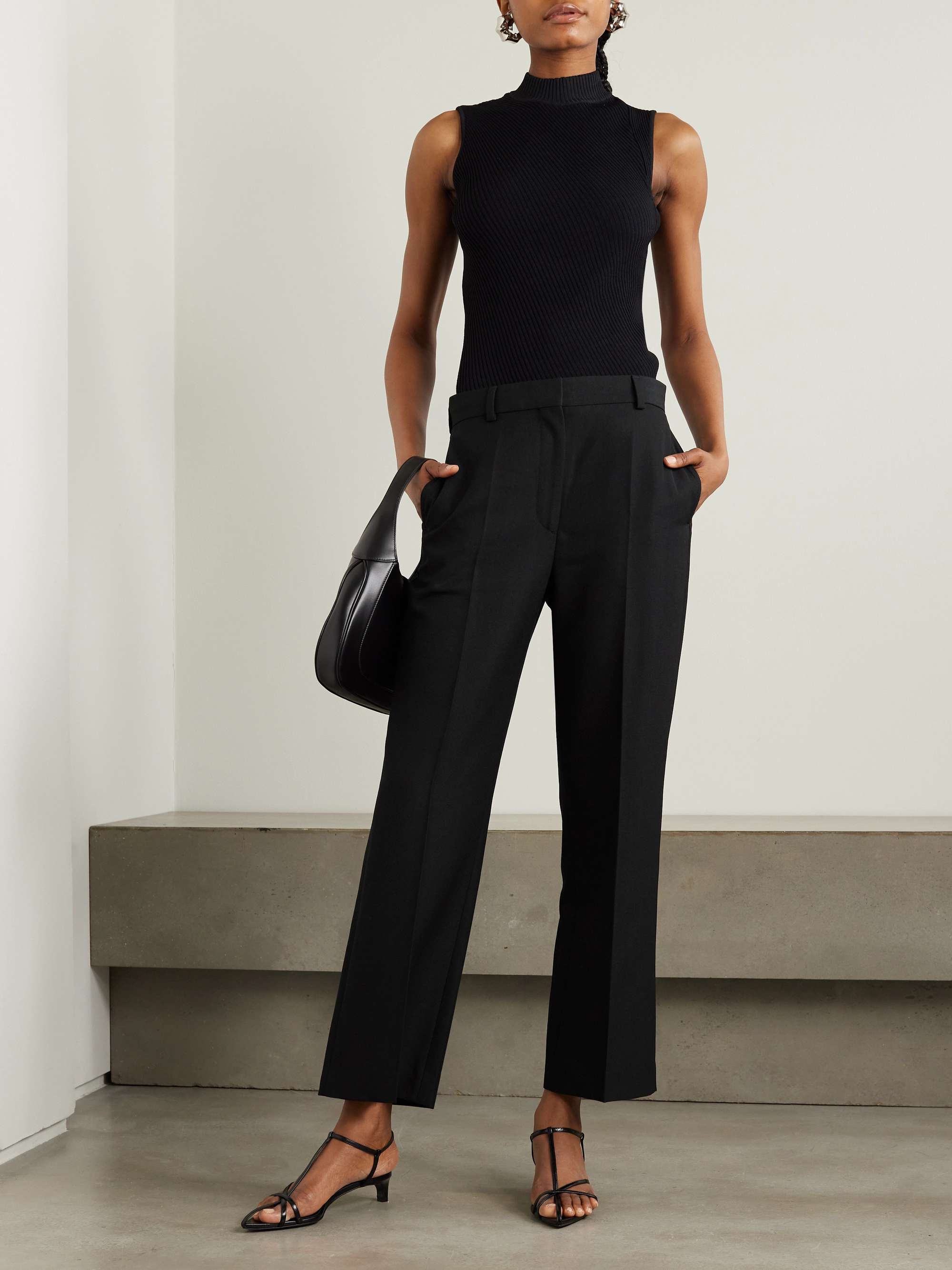 トーテム/TOTEME クレープストレートパンツ黒