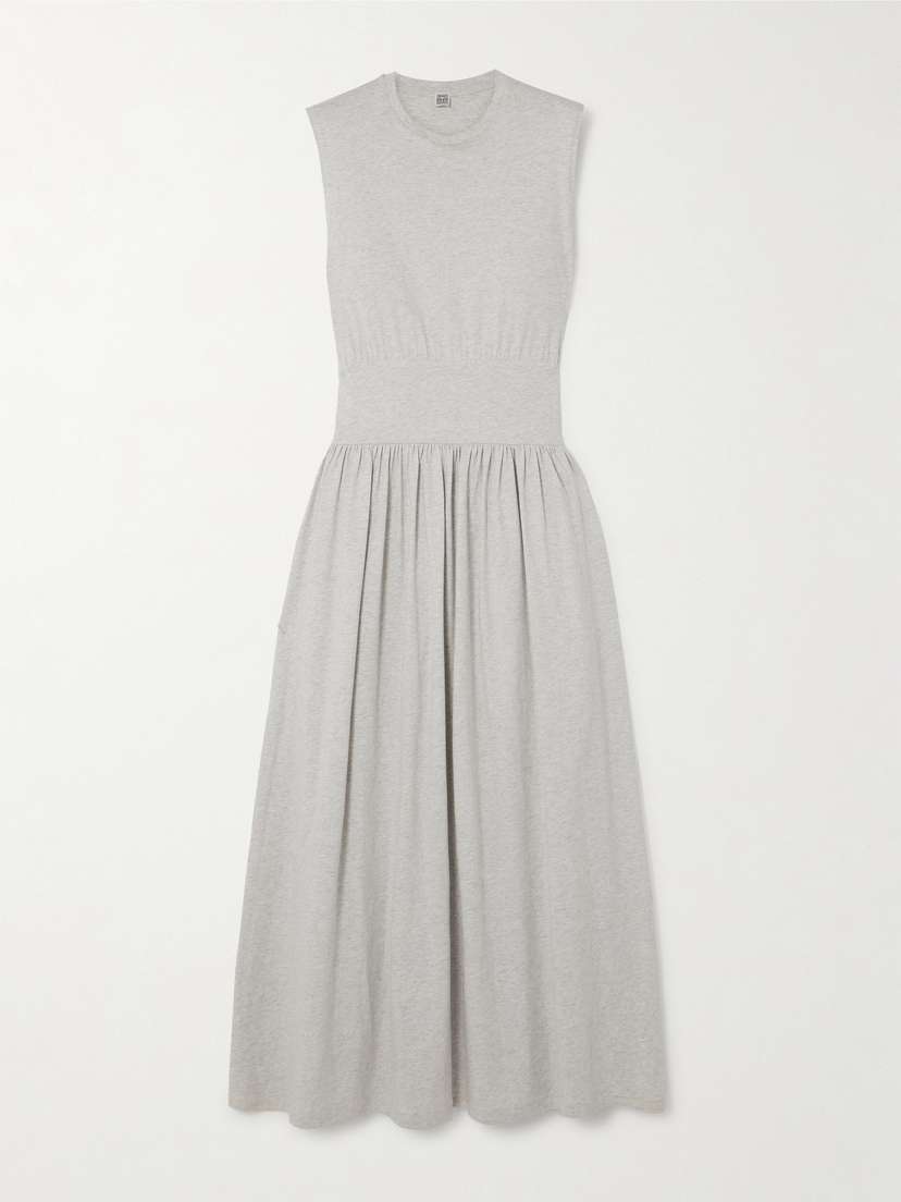 TOTEME Pleated Organic Cotton-jersey Midi Dress