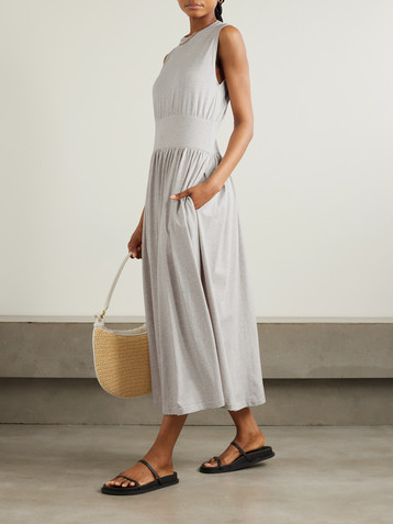 TOTEME Pleated organic cotton-jersey midi dress