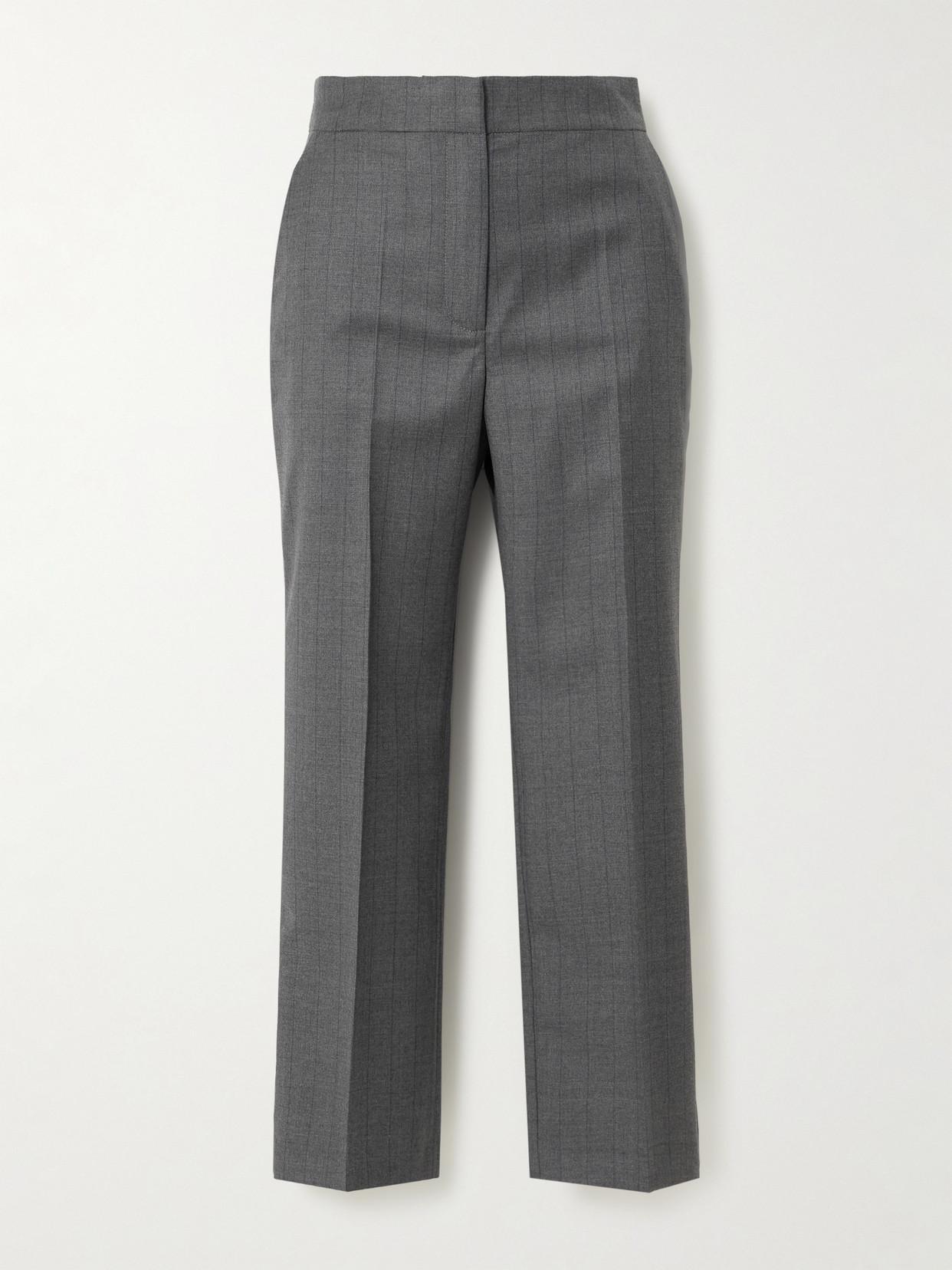 LOULOU STUDIO - Fira Cropped Pinstriped Wool Straight-leg Pants - Gray