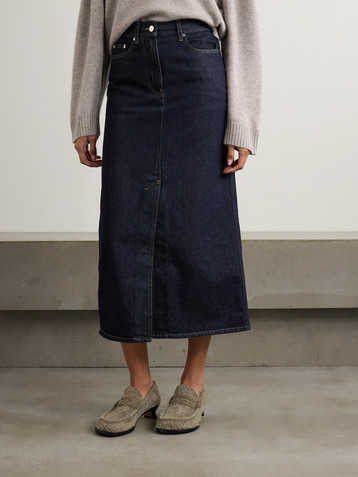 LOULOU DE SAISON Rona organic denim midi skirt