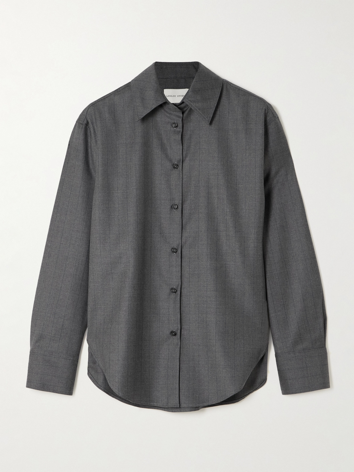 LOULOU STUDIO - Gisele Pinstriped Wool Shirt - Gray