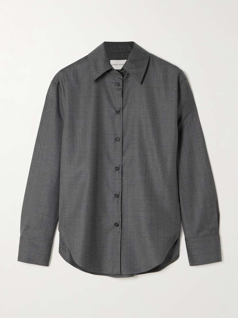 Loulou de Saison Gisele Pinstriped Wool Shirt