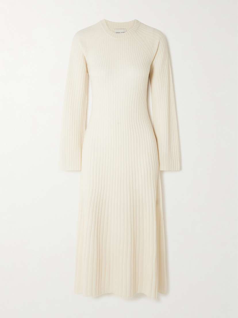 Loulou de Saison Hobas Ribbed Wool And Cashmere-blend Midi Dress