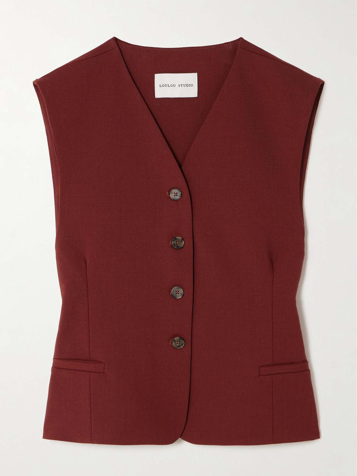 Loulou Studio Teora Stretch-wool Vest In Burgundy