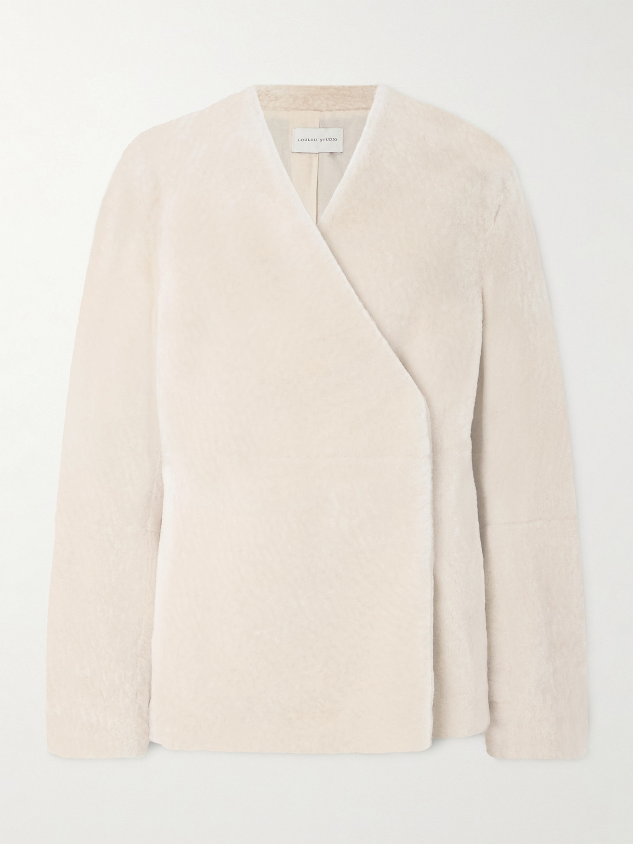 LOULOU STUDIO - Agatha Asymmetric Shearling Coat - Ivory