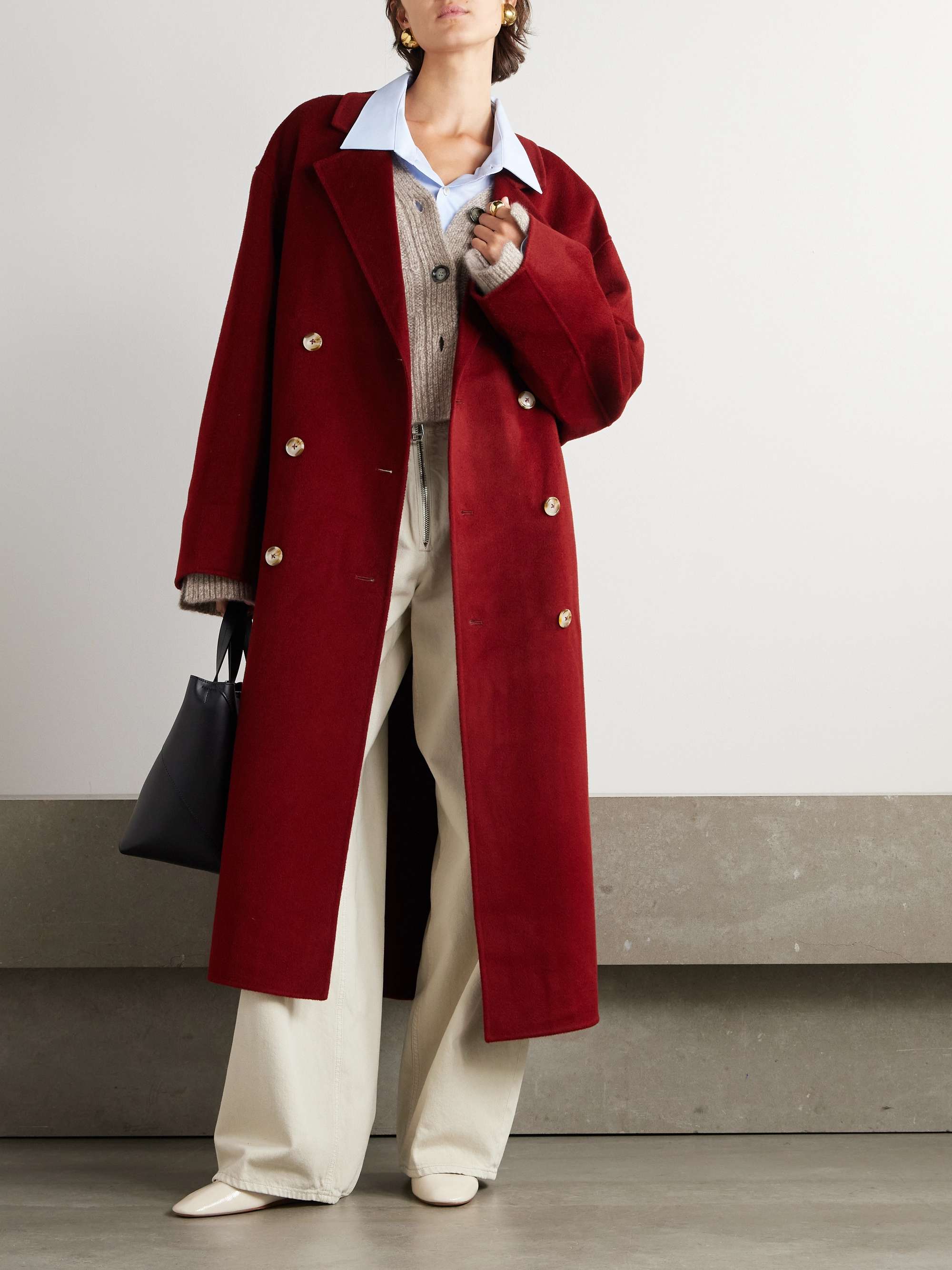 LOULOU DE SAISON Borneo double-breasted wool and cashmere-blend coat