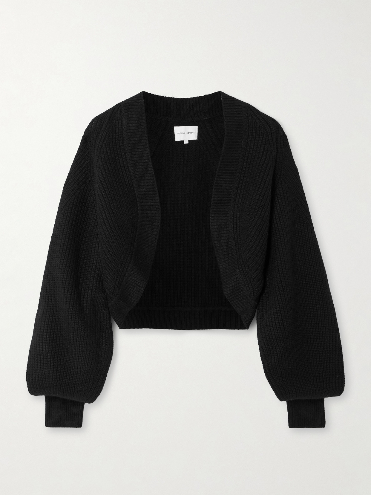 LOULOU STUDIO - Inara Cropped Ribbed Cashmere Cardigan - Black