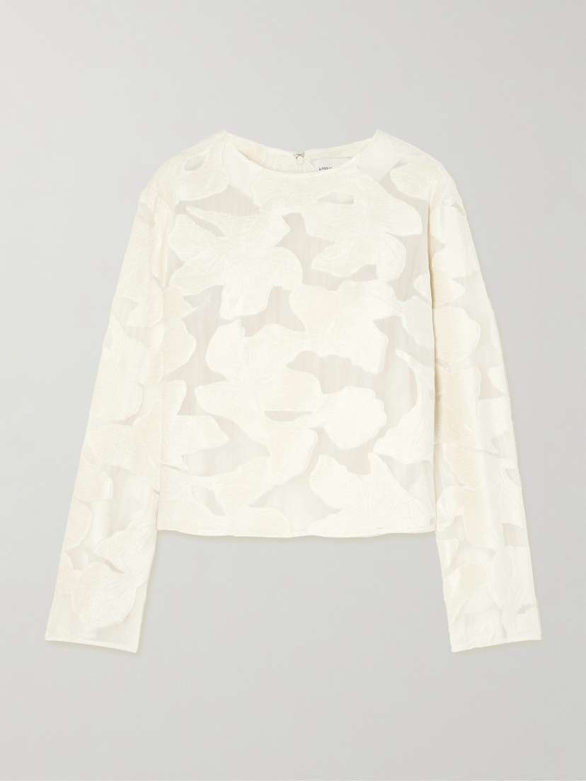 Loulou de Saison Ophelia Devoré-crepon Blouse - x small