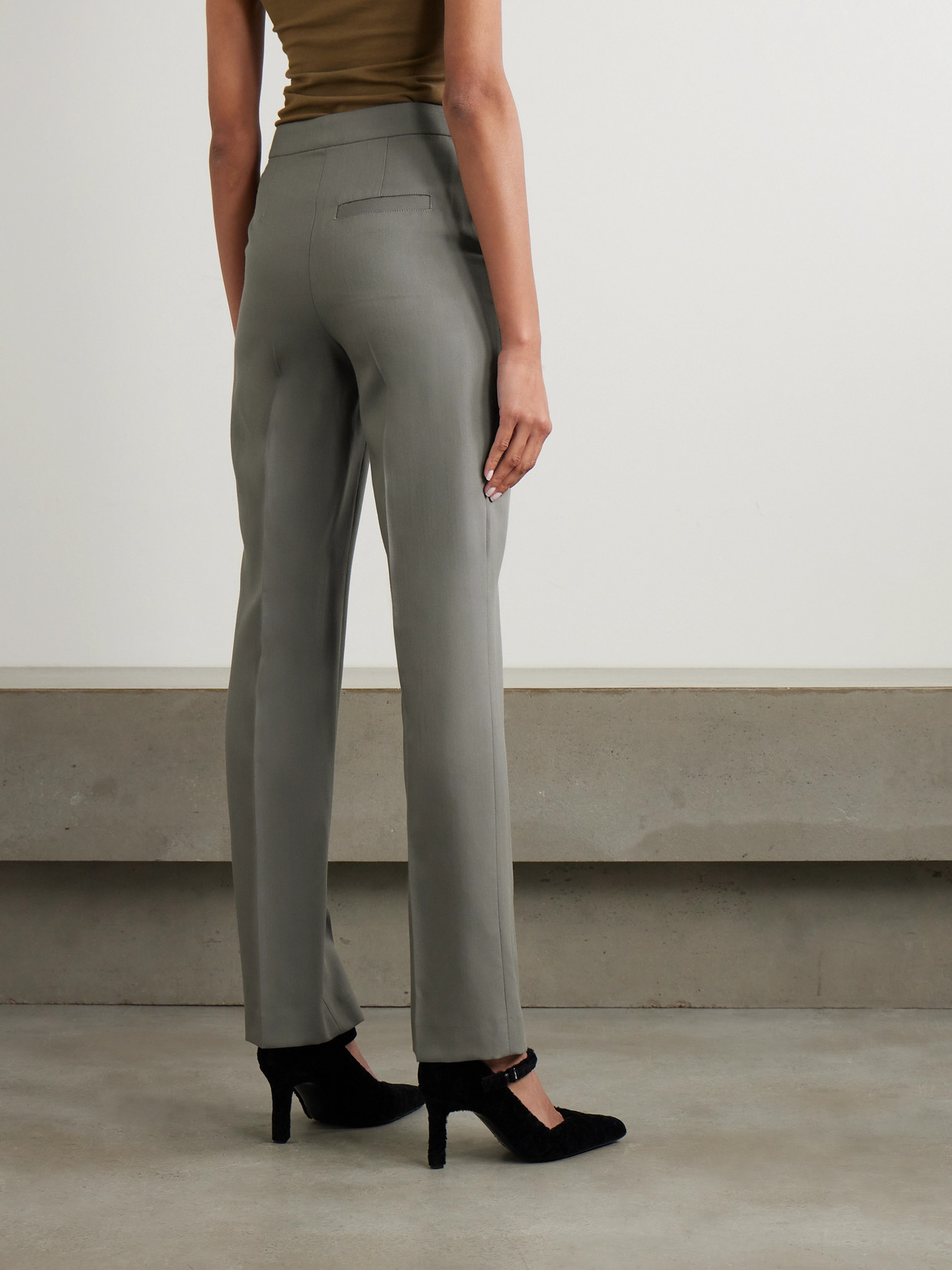 Loulou Studio Kallisto Twill Straight-leg Pants In Gray