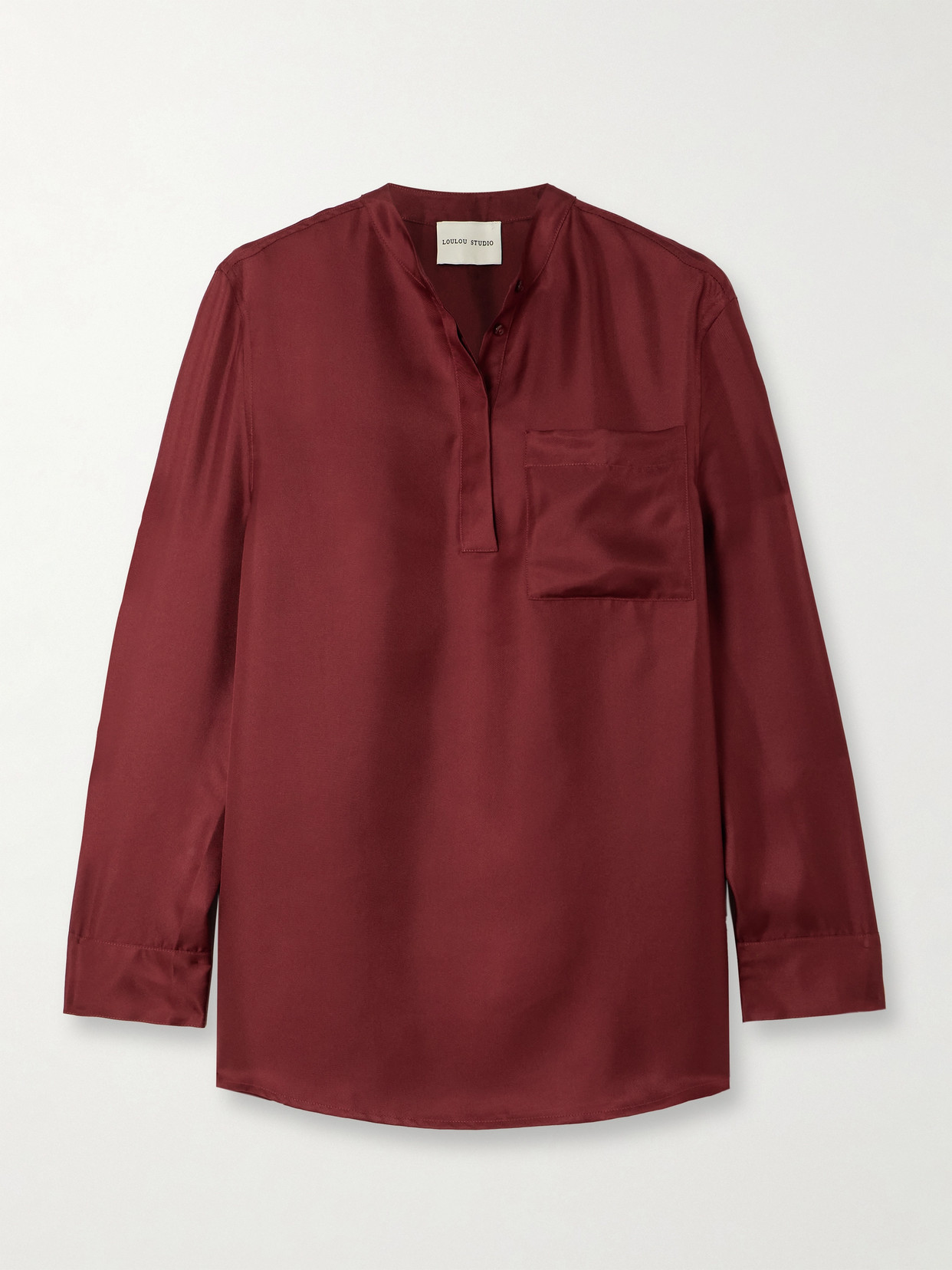 Loulou Studio Eden Silk-twill Tunic In Burgundy