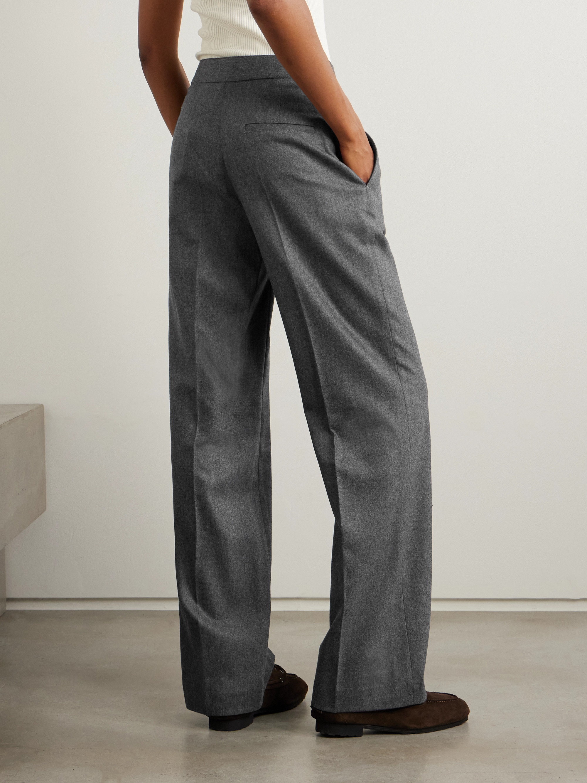 LOULOU DE SAISON Juno pleated wool-blend wide-leg pants thumbnail