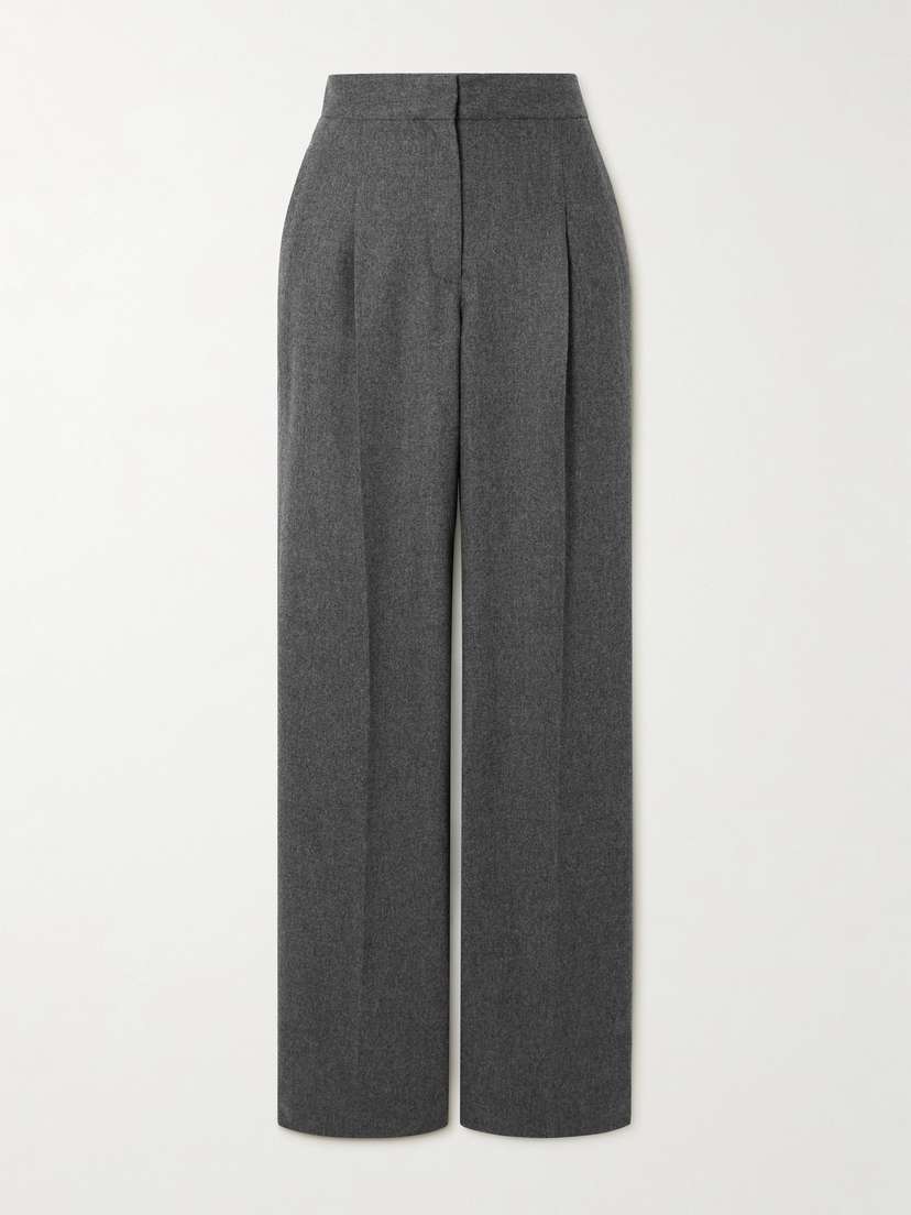 Loulou de Saison Juno Pleated Wool-blend Wide-leg Pants