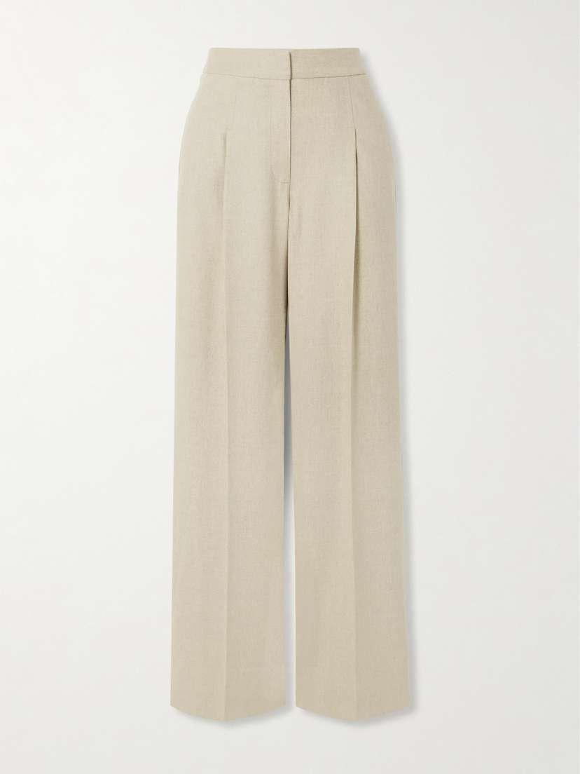 Loulou de Saison Juno Pleated Wool-blend Wide-leg Pants