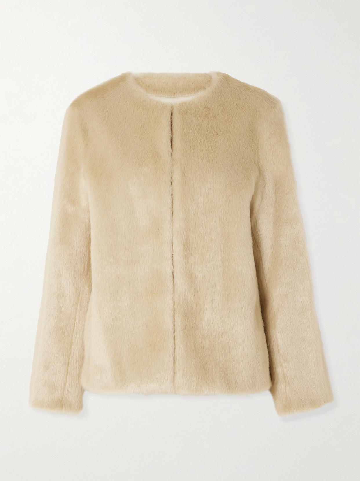 Loulou Studio Calista Faux Fur Coat In Ivory