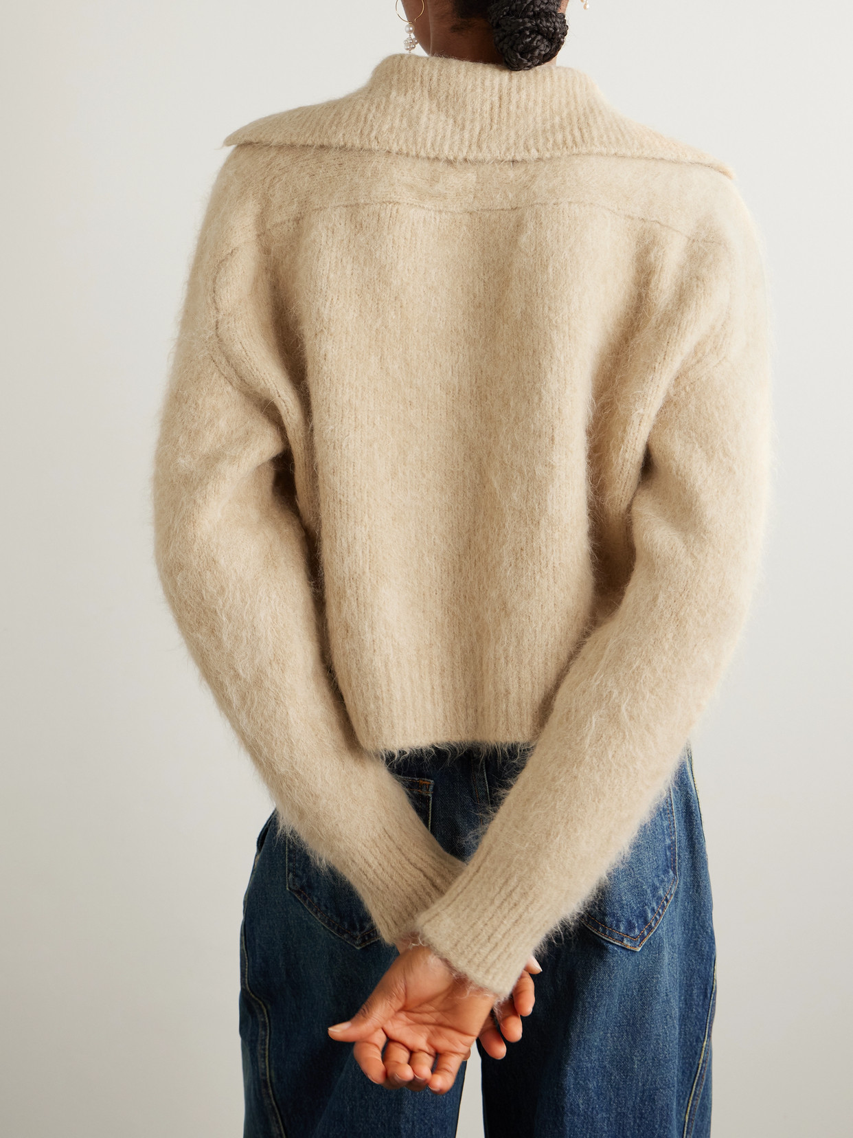 Loulou Studio Ambrose Brushed Alpaca-blend Sweater In Brown