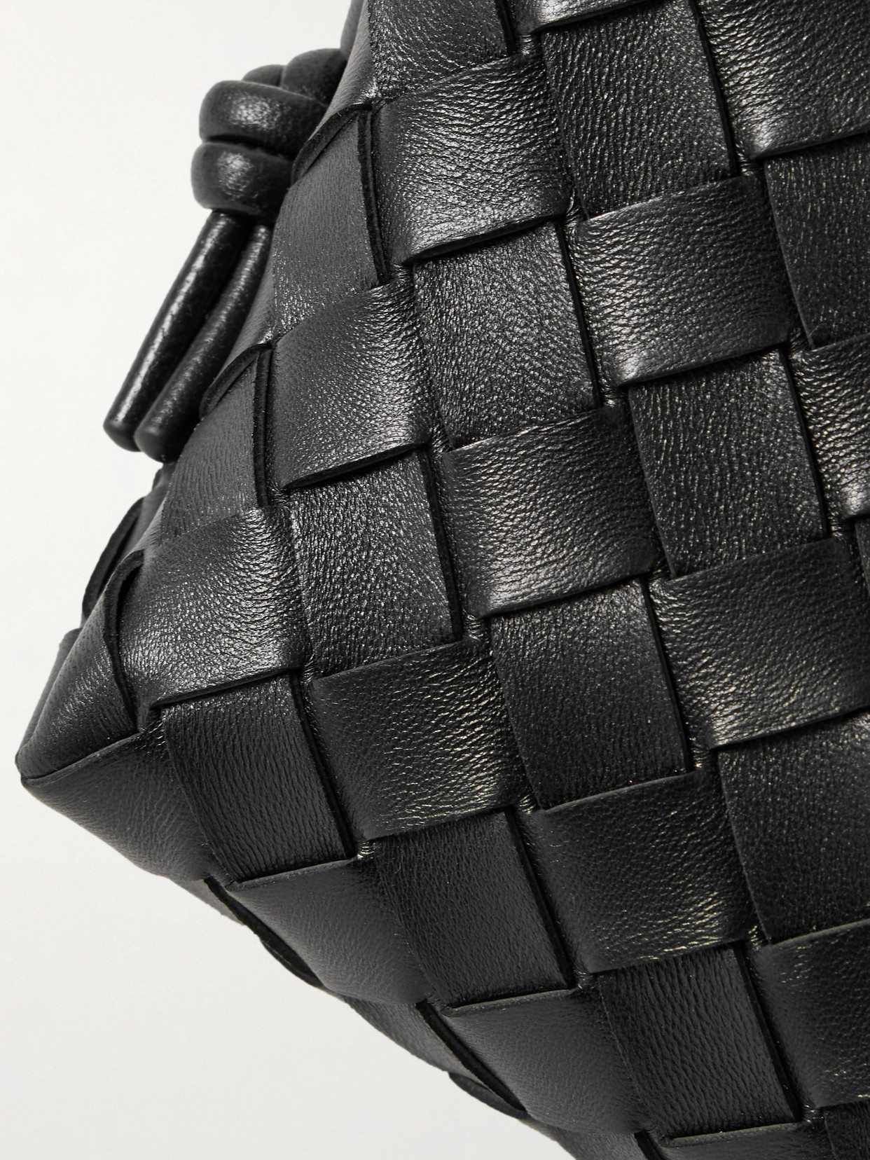 Bottega Veneta Loop Mini Intrecciato Leather Shoulder Bag In Black