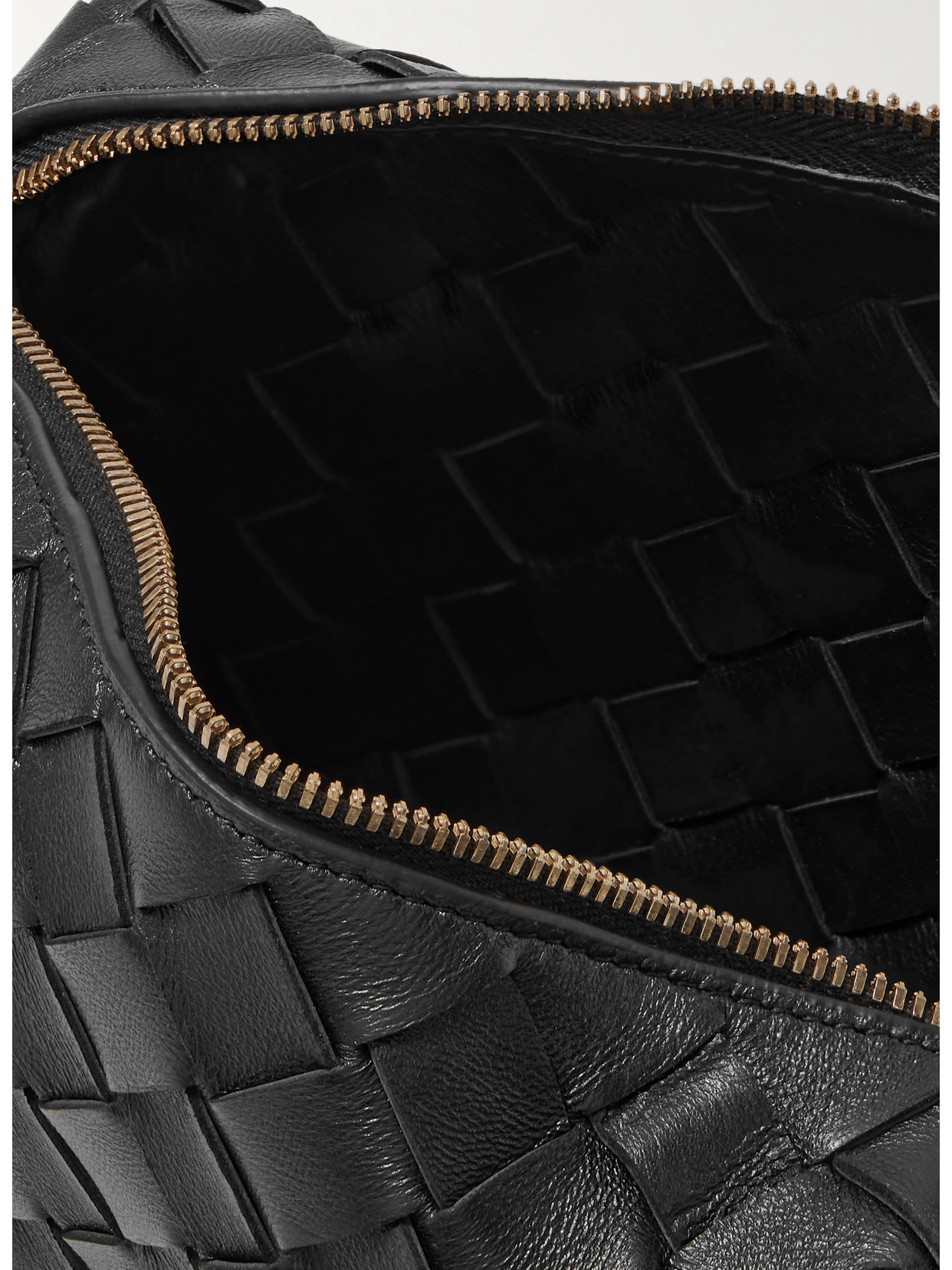 Bottega Veneta Loop Mini Intrecciato Leather Shoulder Bag In Black