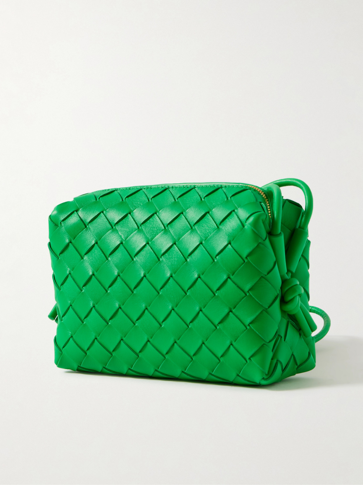 Bottega Veneta Loop Mini Intrecciato Leather Shoulder Bag In Green