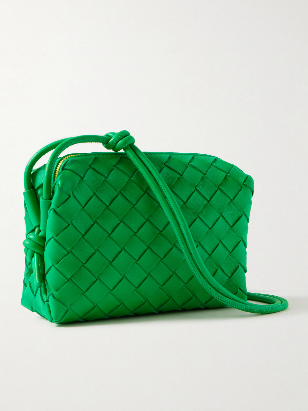 Bottega Veneta Loop Mini Intrecciato Leather Shoulder Bag In Green