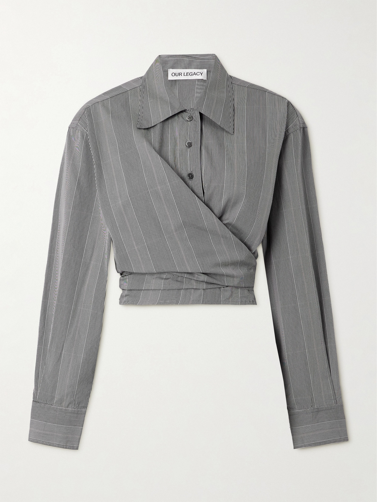 Our Legacy - Nannas Tie-detailed Striped Cotton-poplin Shirt - Gray