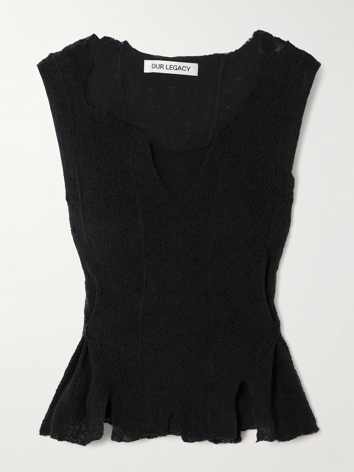 Our Legacy - Ragged Frayed Wool Peplum Top - Black