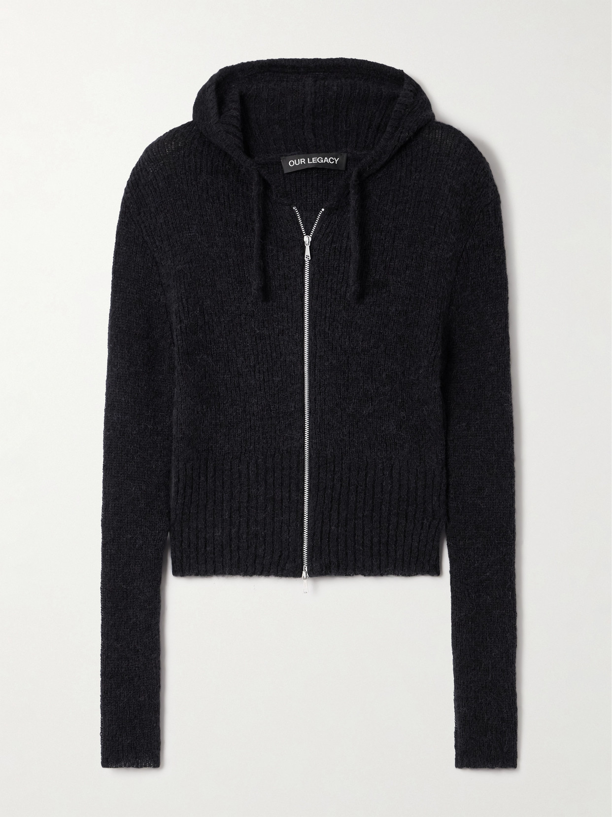 Our Legacy - Compact Hooded Ribbed Brushed Alpaca-blend Cardigan - Black