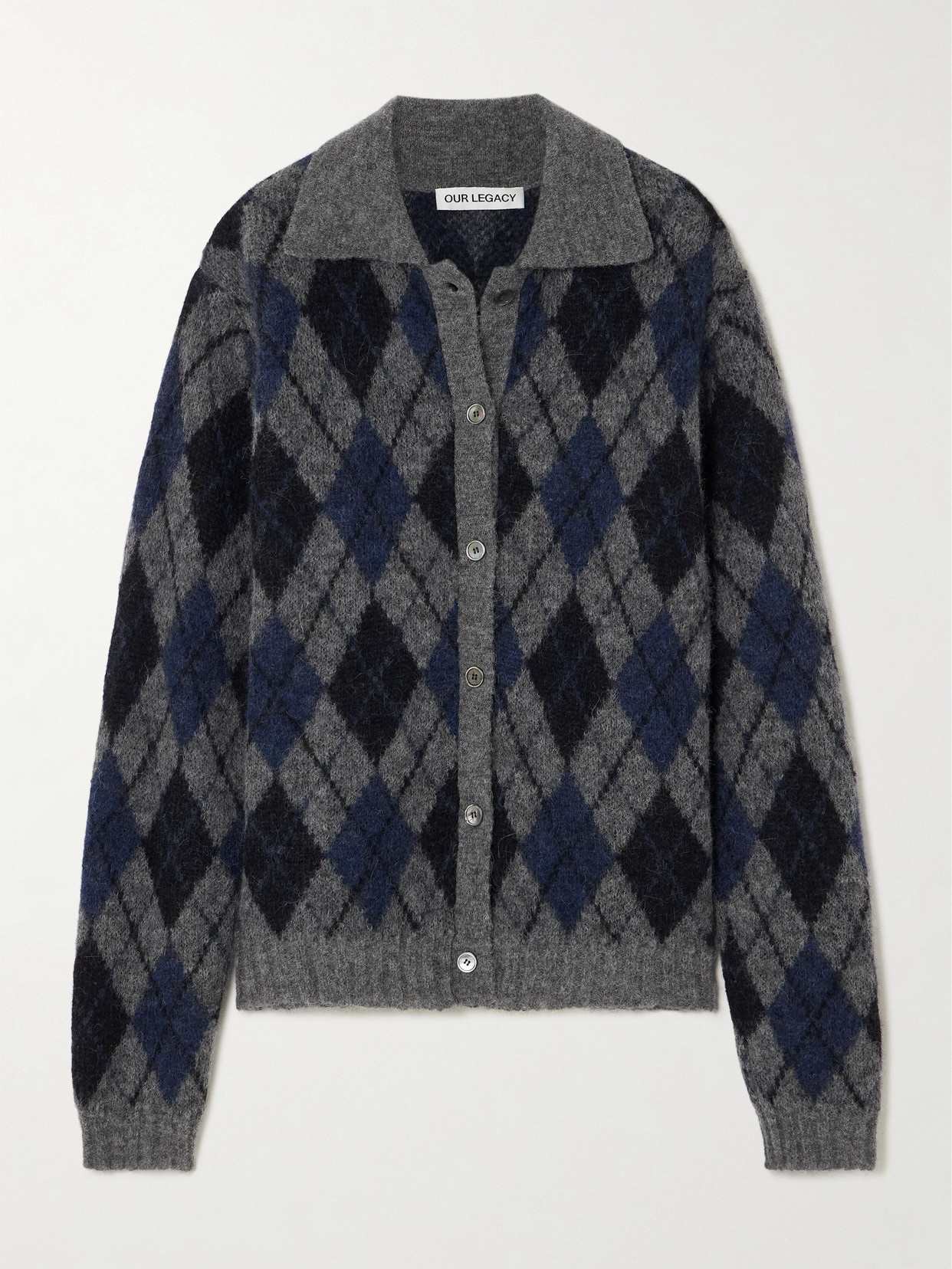 OUR LEGACY EVENING ARGYLE BRUSHED ALPACA-BLEND CARDIGAN