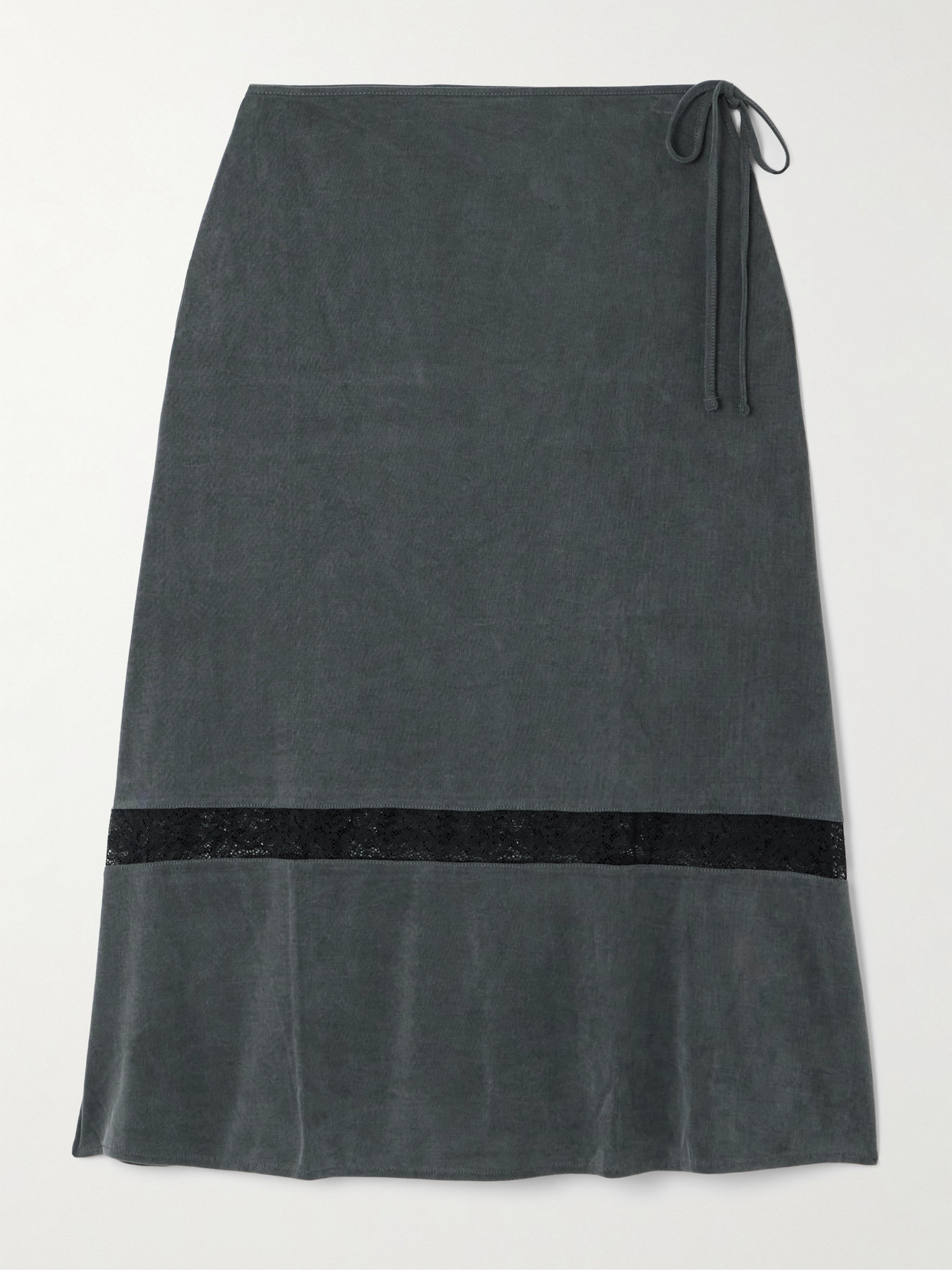 Our Legacy Ballon Lace-trimmed Tencel™ Lyocell Midi Skirt In Grey