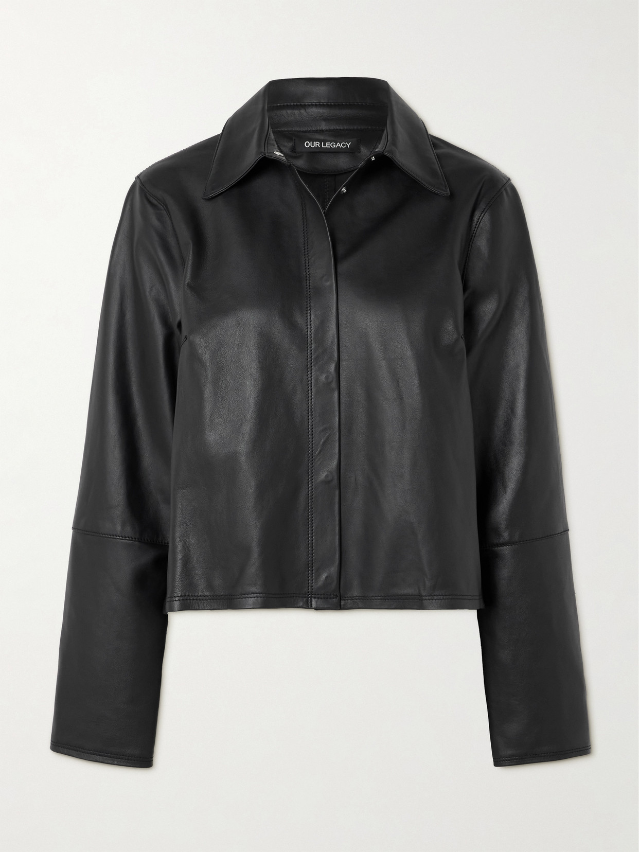 Our Legacy Auto Paneled Leather Jacket In Black