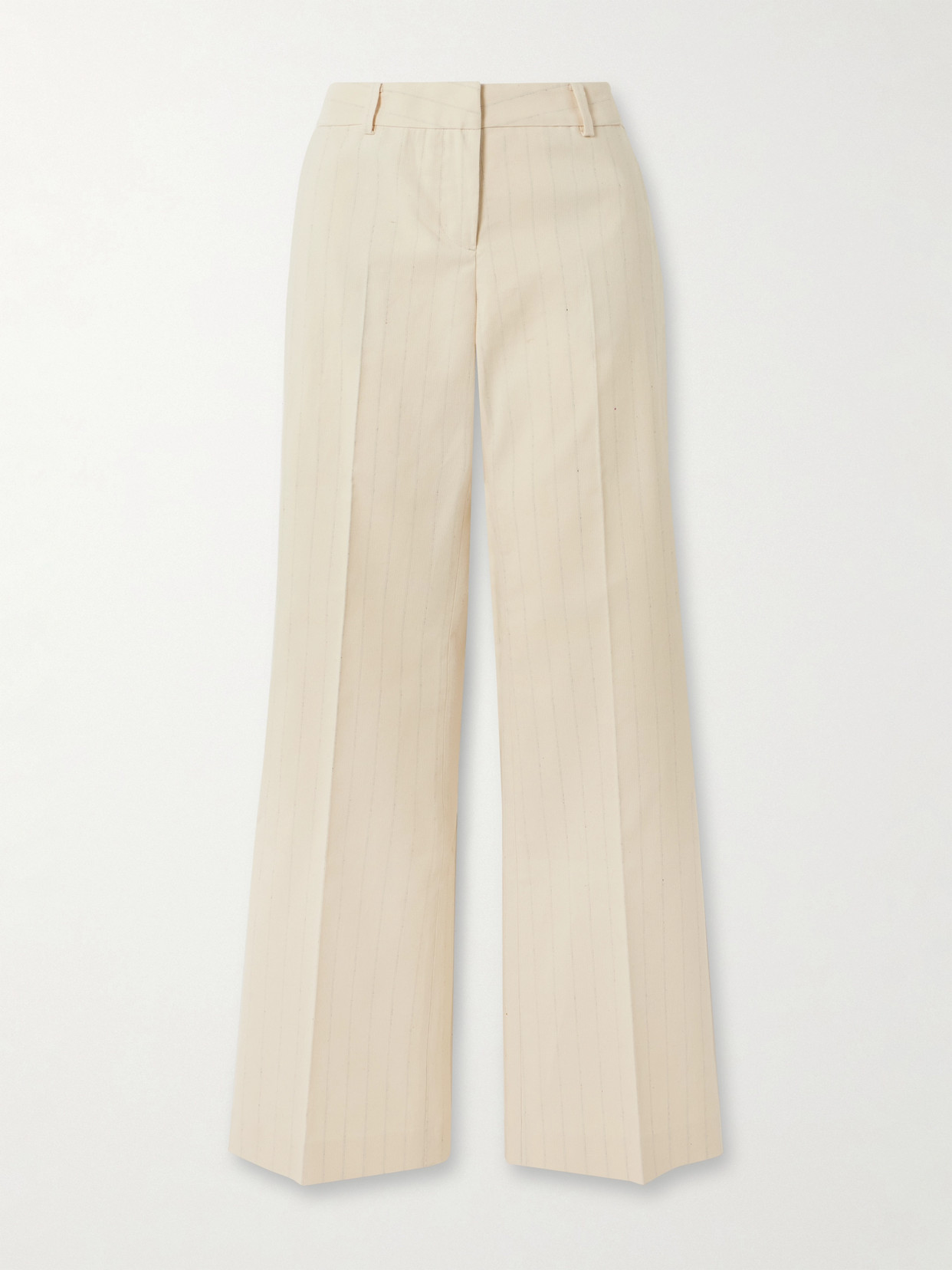 Our Legacy Hip Pinstriped Cotton Wide-leg Trousers In Ecru