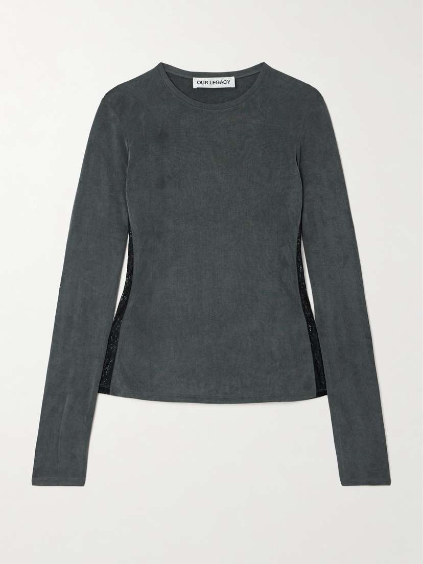 Our Legacy Lace-trimmed Tencel™-lyocell T-shirt