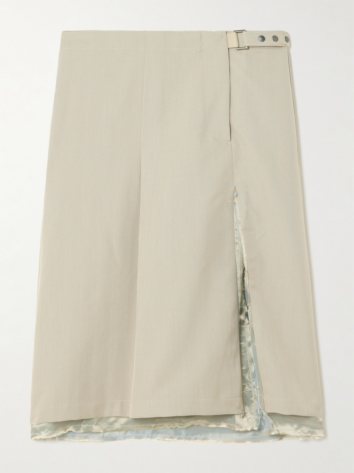 Our Legacy Clasp Frayed Pleated Woven Midi Skirt In Neutrals