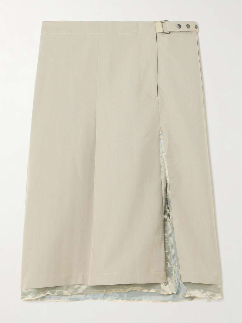 Our Legacy Clasp Frayed Pleated Woven Midi Skirt