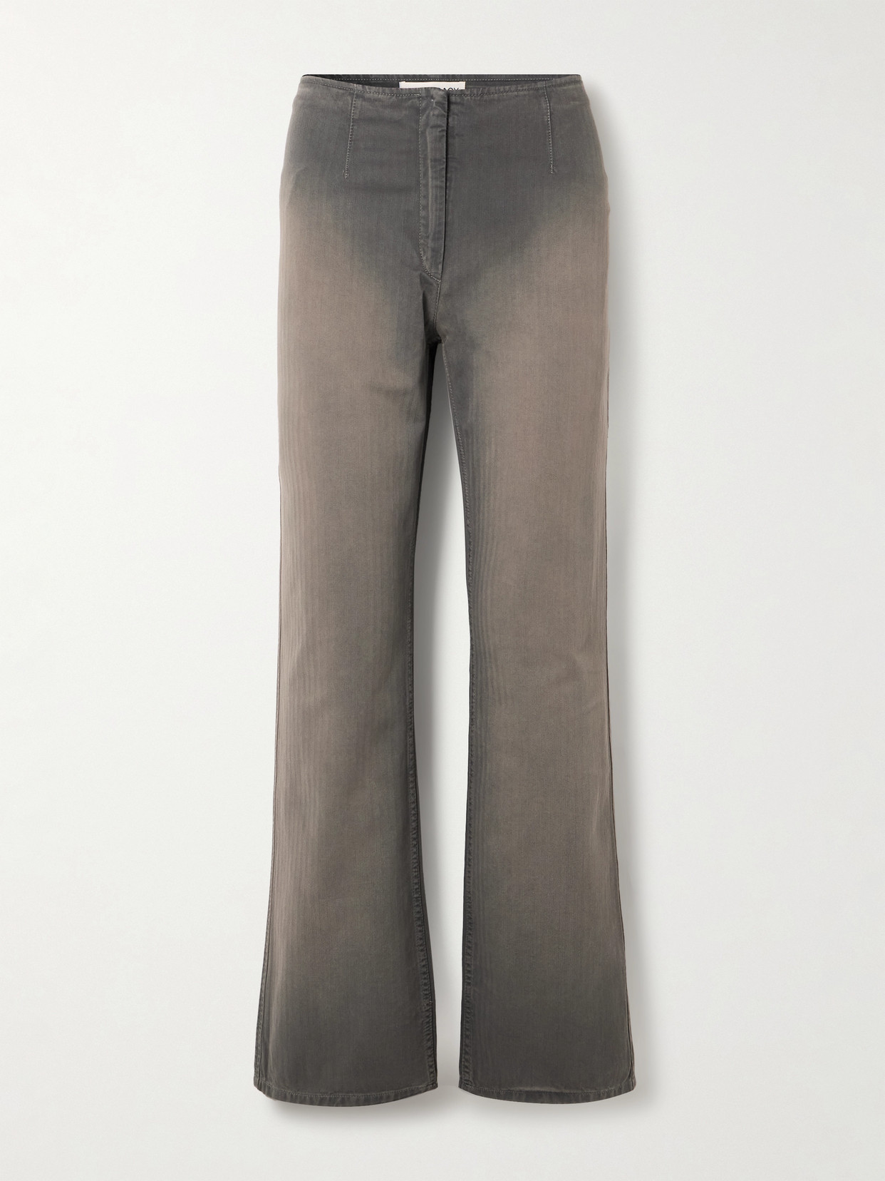 Our Legacy Biker Low-rise Wide-leg Herringbone Jeans In Grey