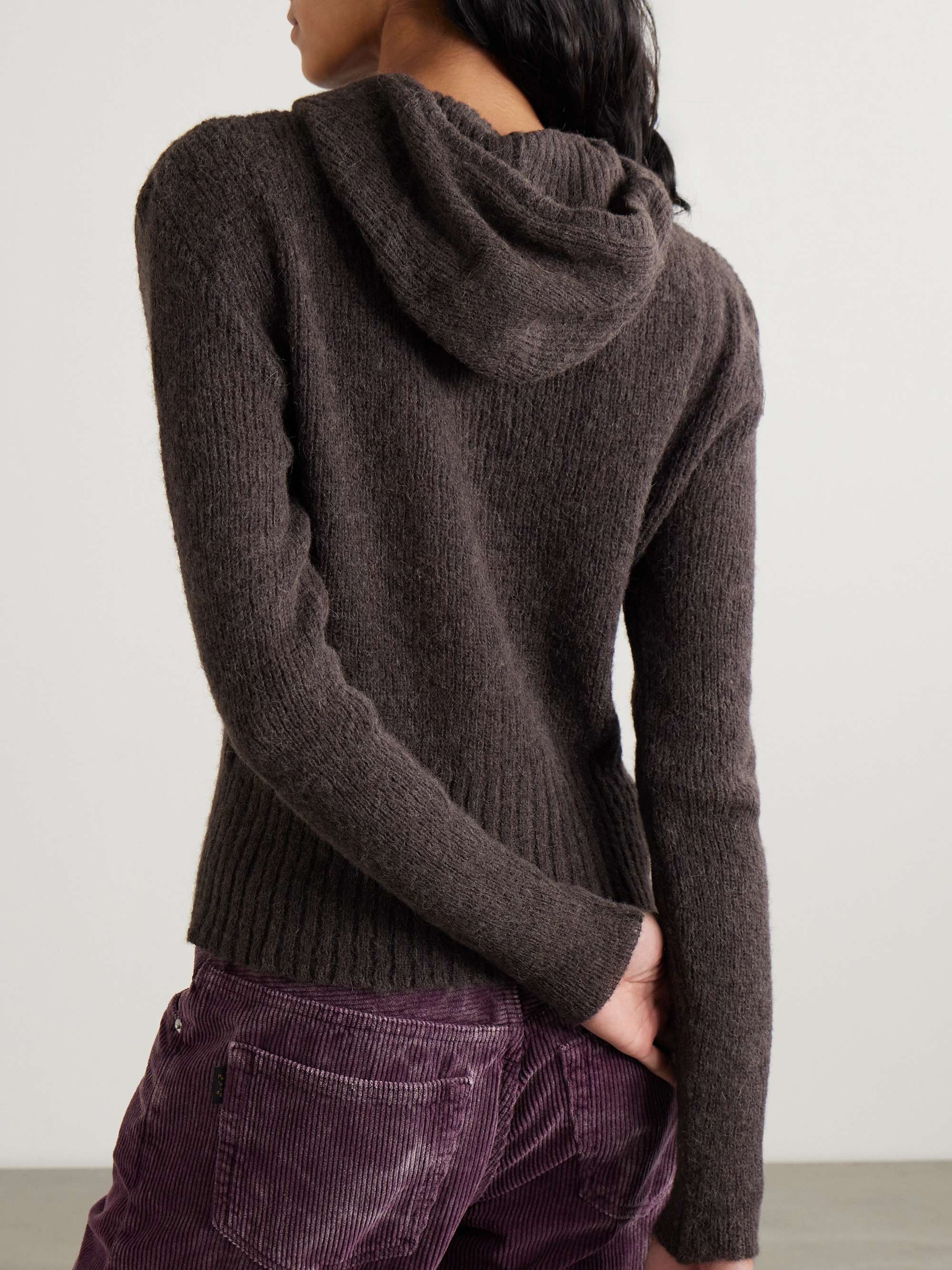 OUR LEGACY Compact hooded ribbed brushed alpaca-blend OUR LEGACY Compact hooded ribbed brushed alpaca-blend