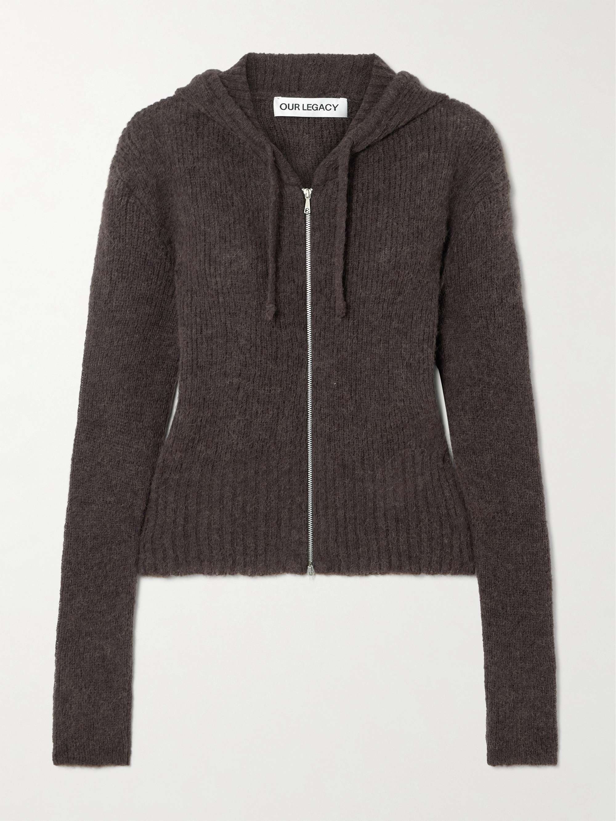 OUR LEGACY Compact hooded ribbed brushed alpaca-blend OUR LEGACY Compact hooded ribbed brushed alpaca-blend