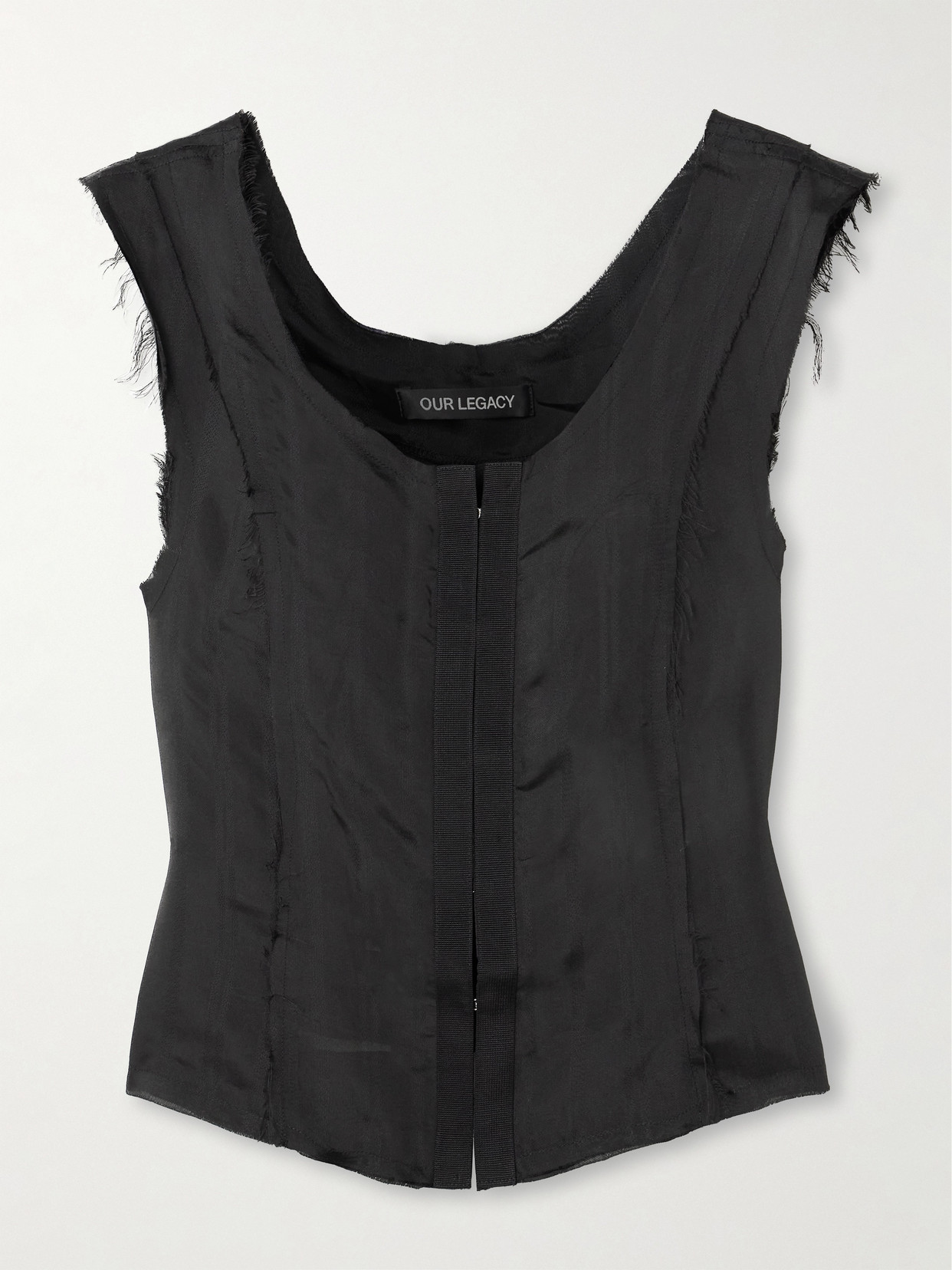 Our Legacy Frail Frayed Organza Tank In Black