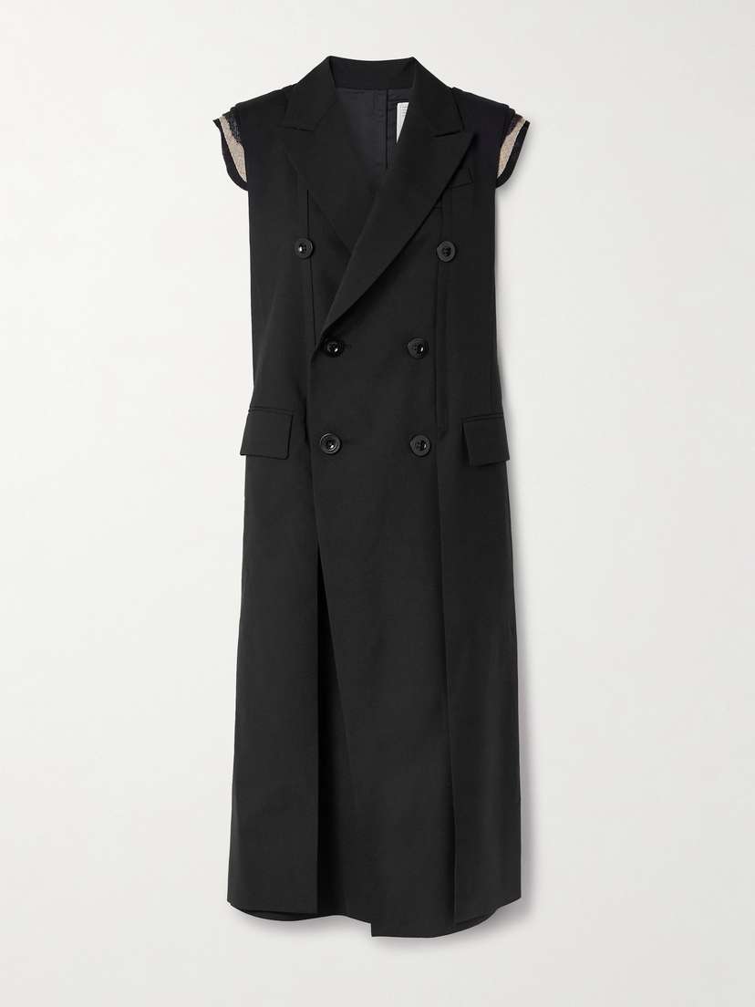 Sacai Felt And Canvas-trimmed Grain De Poudre Vest