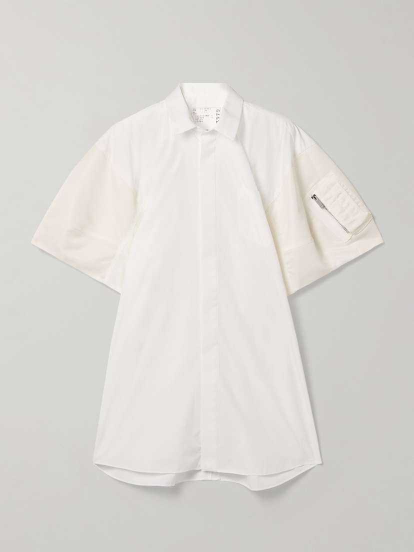 Sacai Shell-trimmed Poplin Mini Shirt Dress