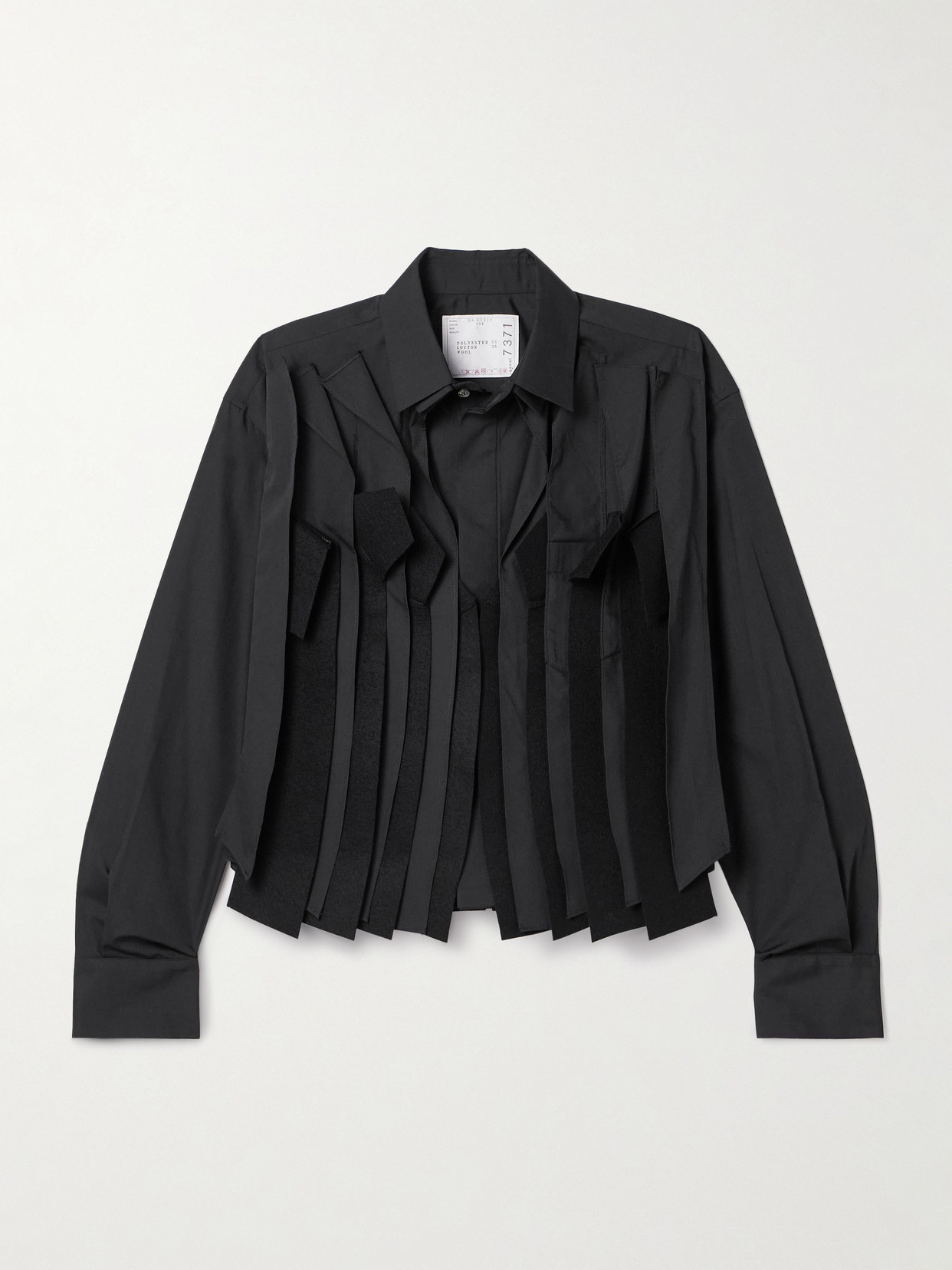 Sacai - Wool-felt Trimmed Poplin Shirt - Black