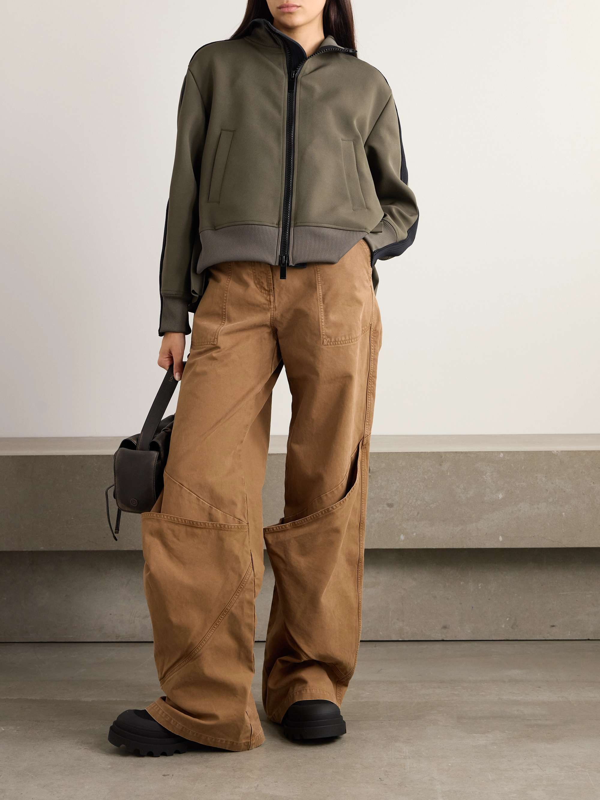 SACAI Pleated twill bomber jacket NET A PORTER