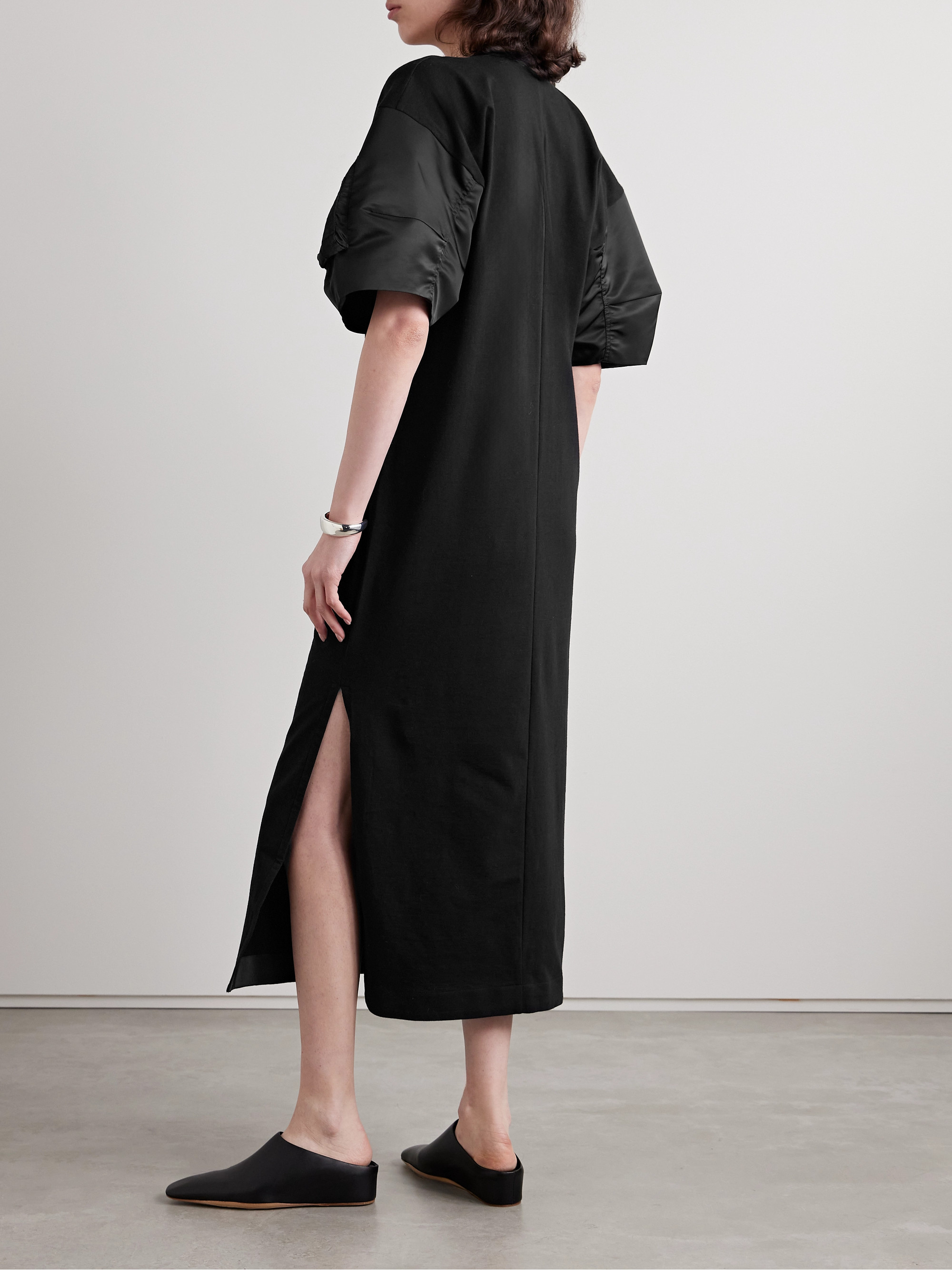 Sacai - Shell-trimmed cotton-jersey midi dress | Plush