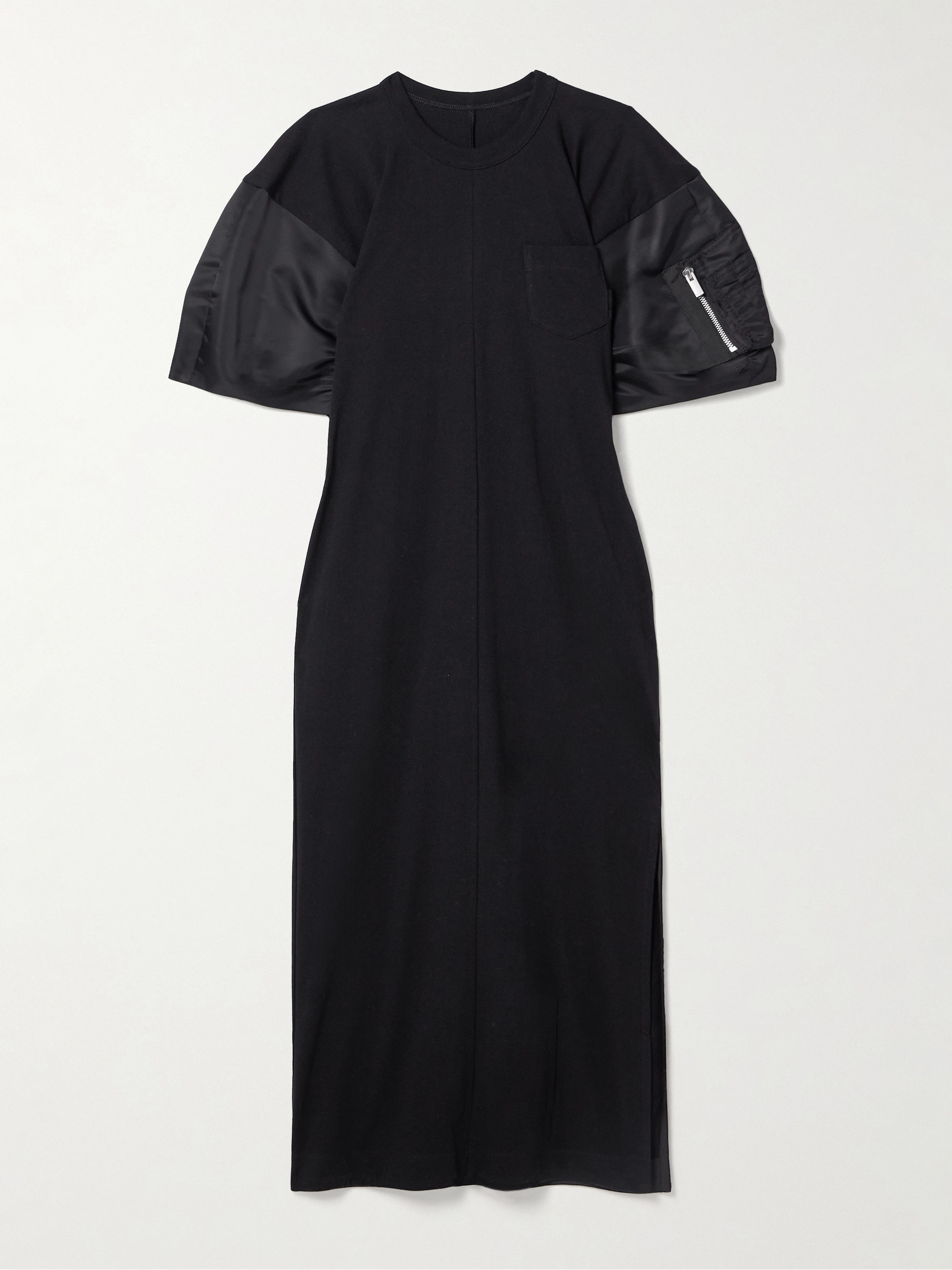 Sacai - Shell-trimmed cotton-jersey midi dress | Plush