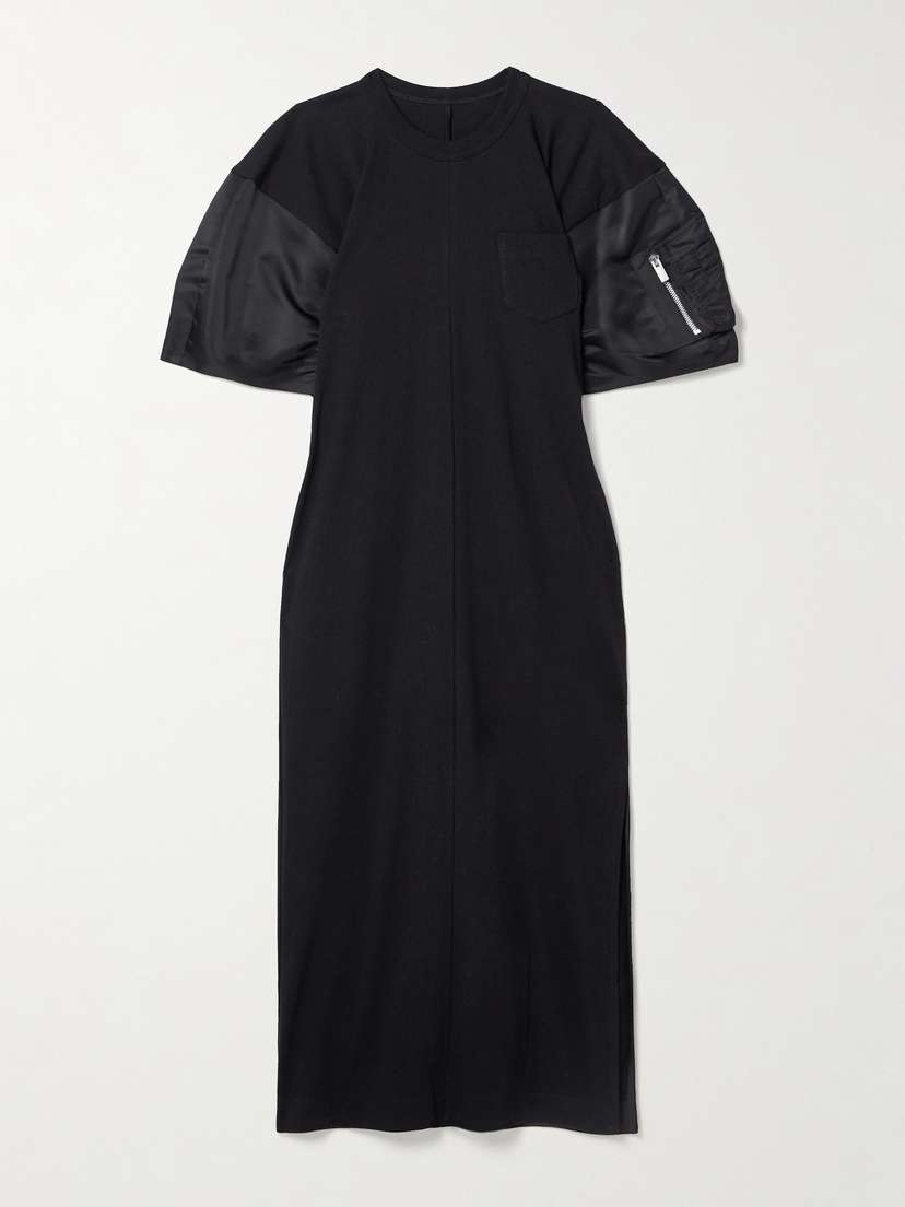 Sacai Shell-trimmed Cotton-jersey Midi Dress