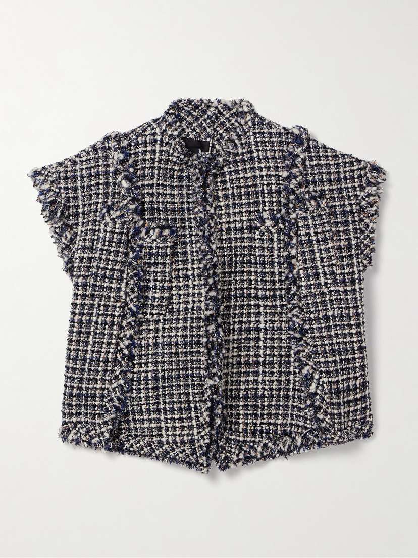 Sacai Fringed Wool-blend Tweed Vest