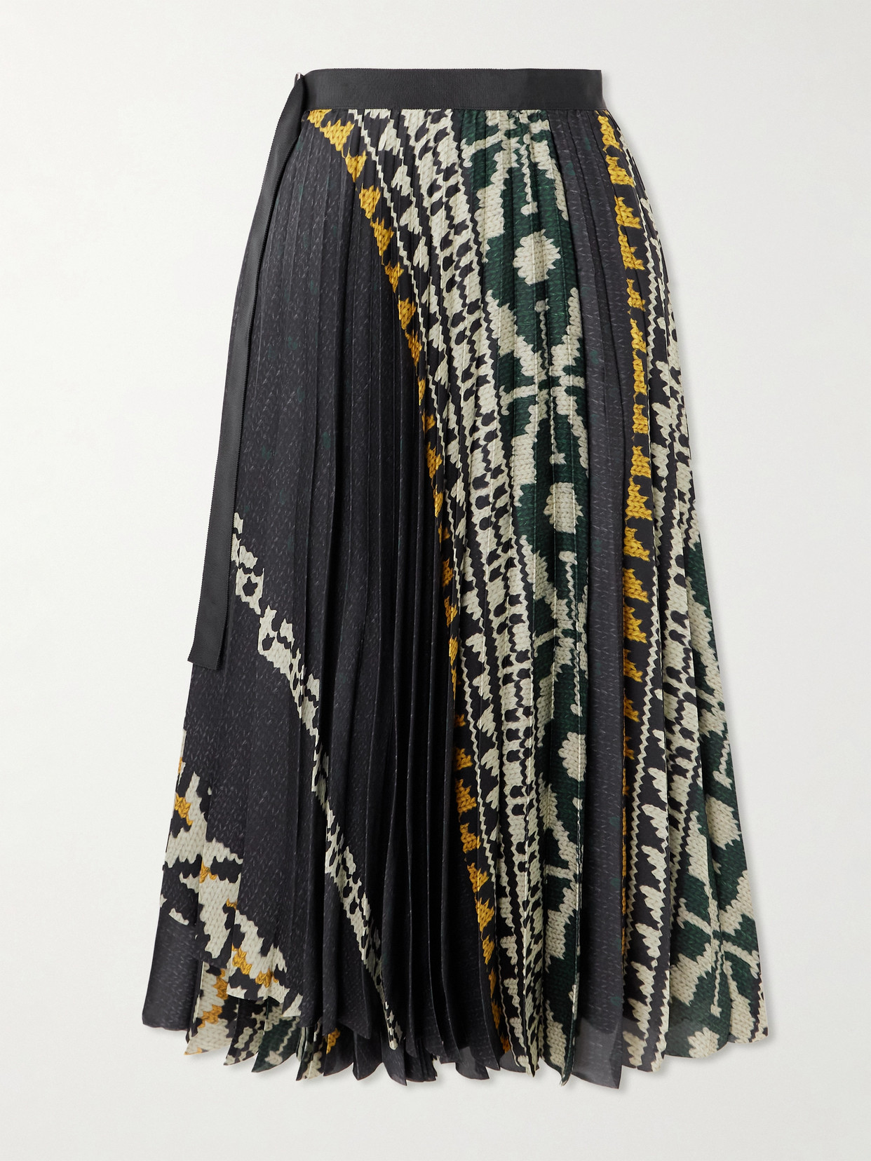 Sacai - Pleated Printed Twill Midi Skirt - Multi