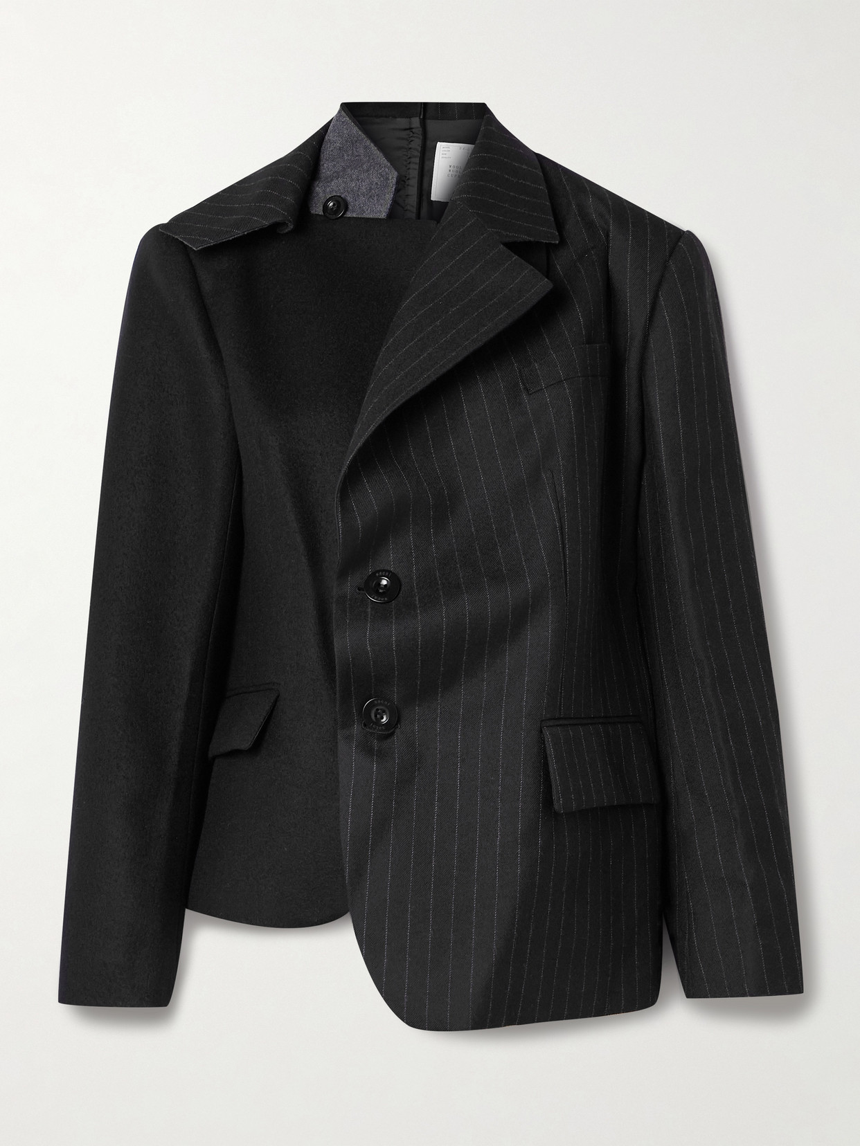 Sacai - Paneled Wool-felt And Pinstriped Wool-twill Blazer - Black