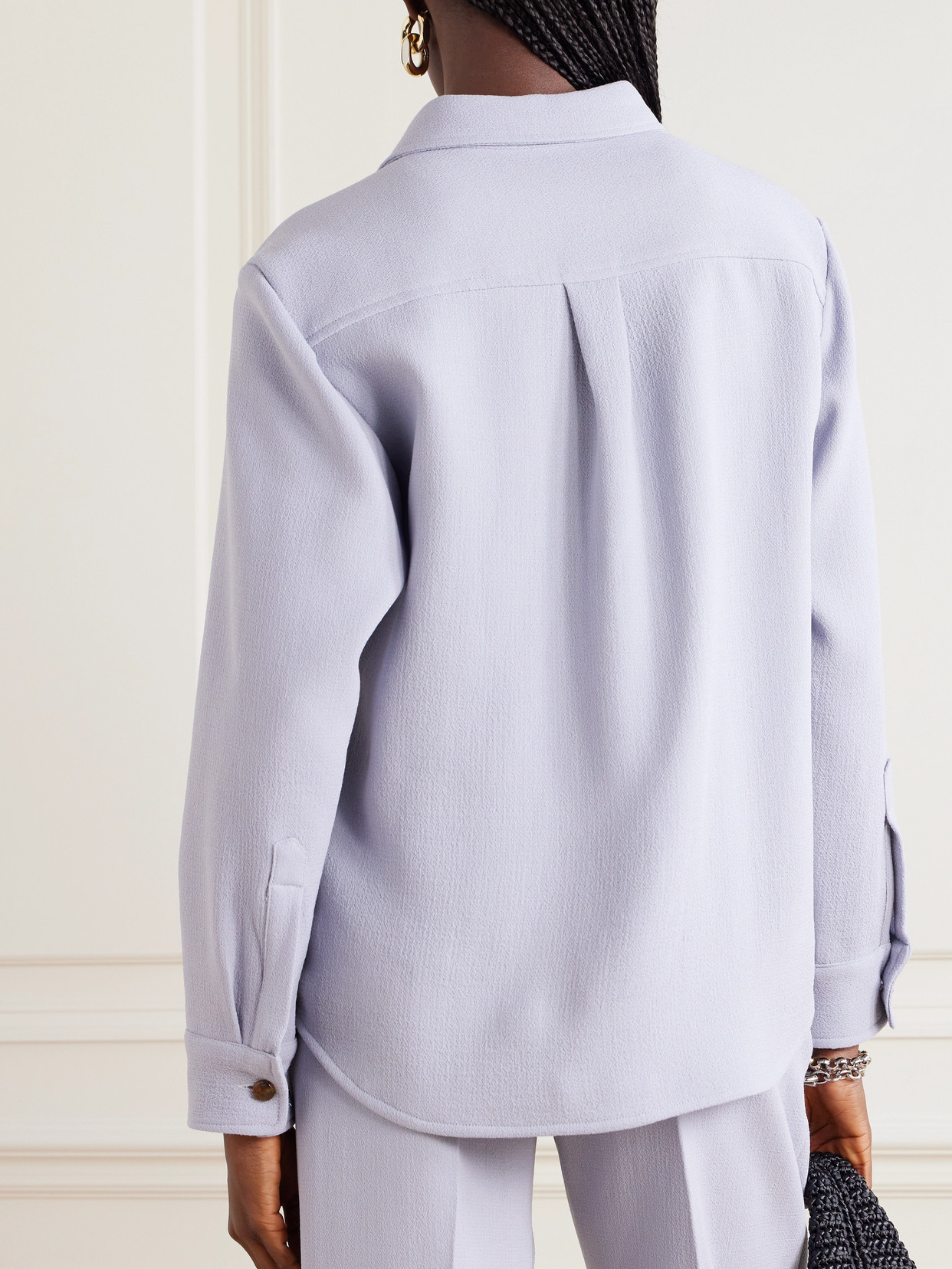 Blazé Milano Anabas Embroidered Wool-crepe Shirt In Blue